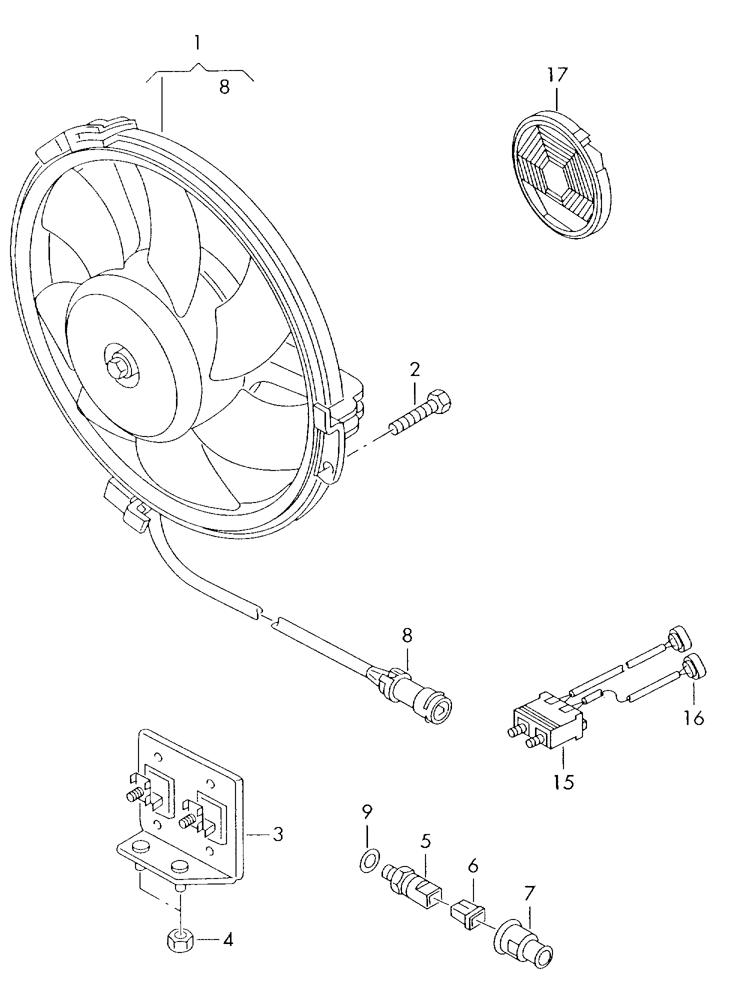 Seat 893 959 481 - Lämpökytkin, jäähdyttimen puhallin inparts.fi