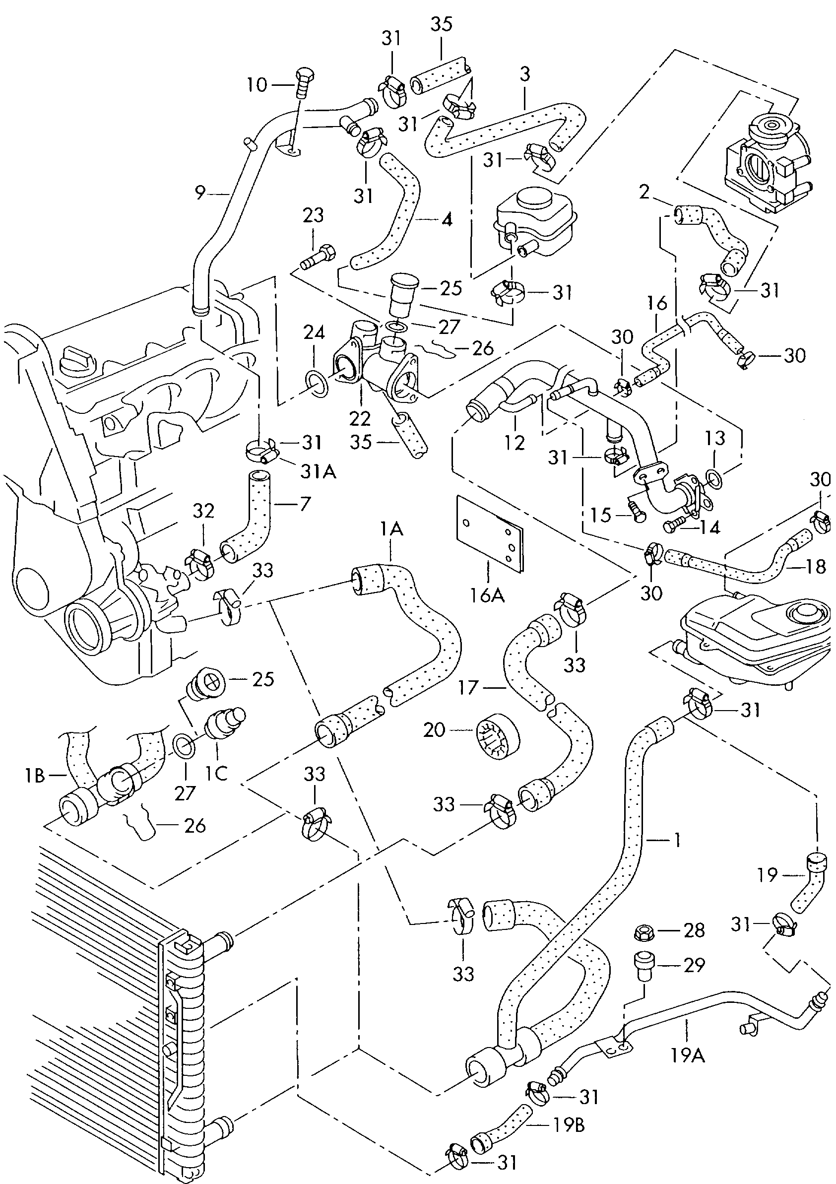 VW 058 121 058 R - Jäähdyttimen letku inparts.fi