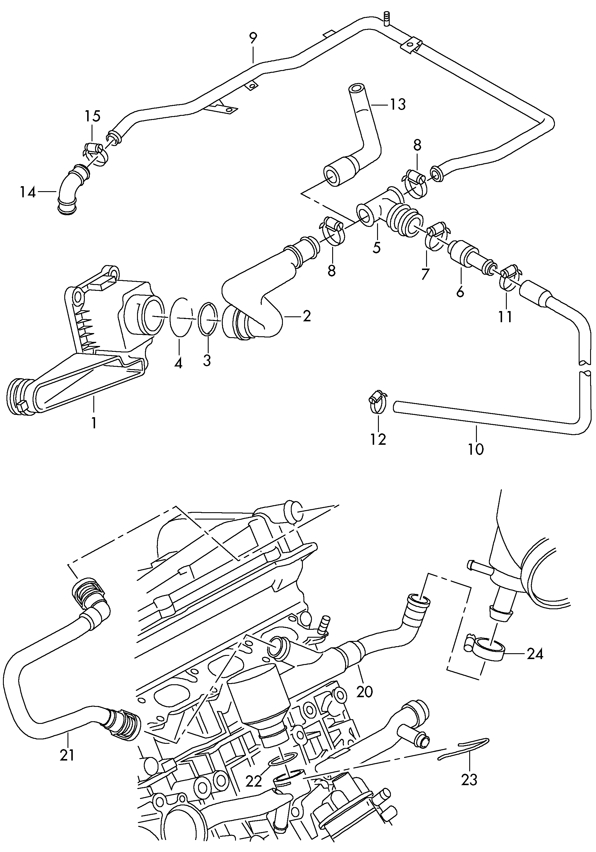 VW 058 103 213 - Letku, venttiilikopan tuuletus inparts.fi