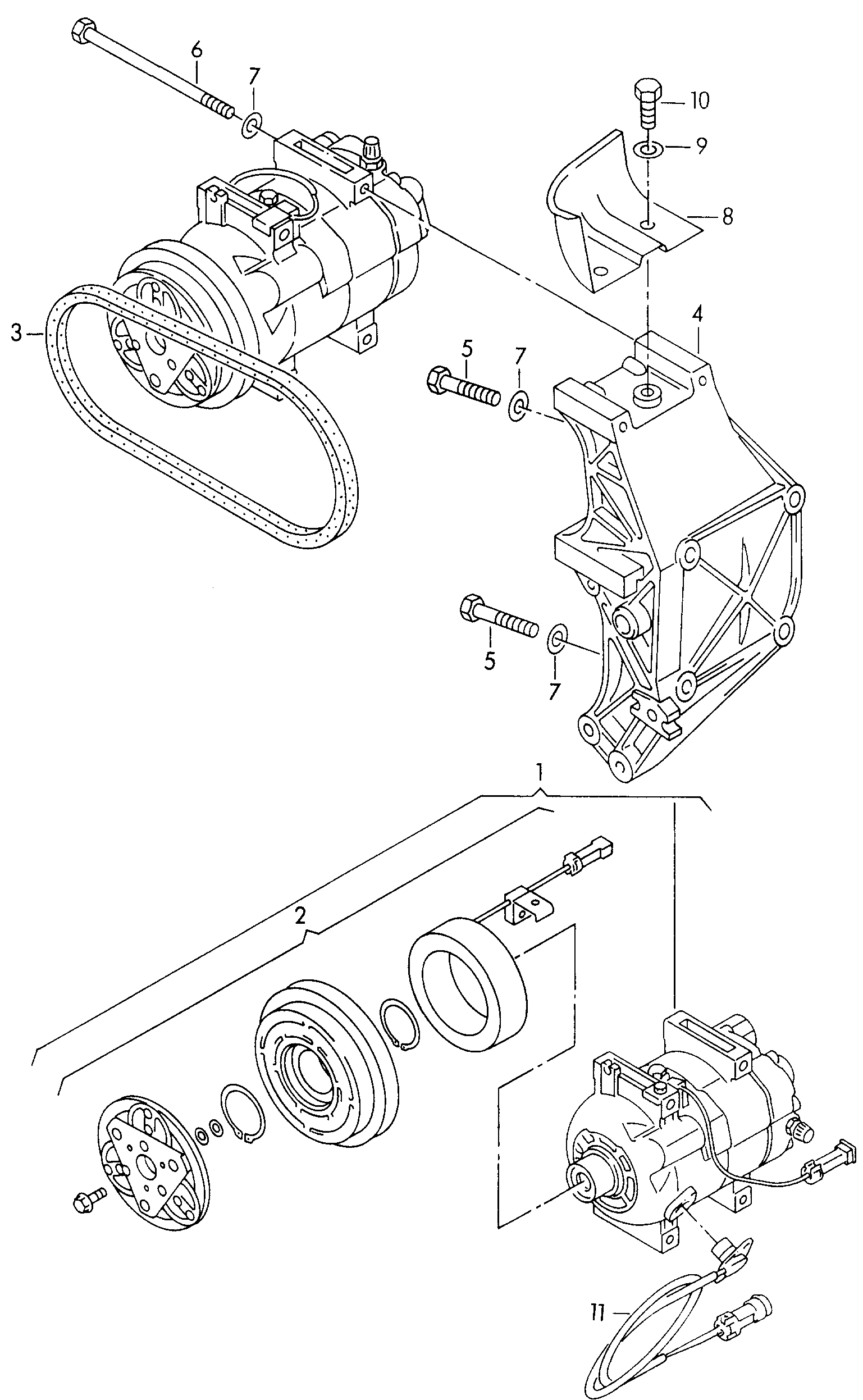 VW 8D0260805MX - A/C compressor with electro-magnetic coupling inparts.fi