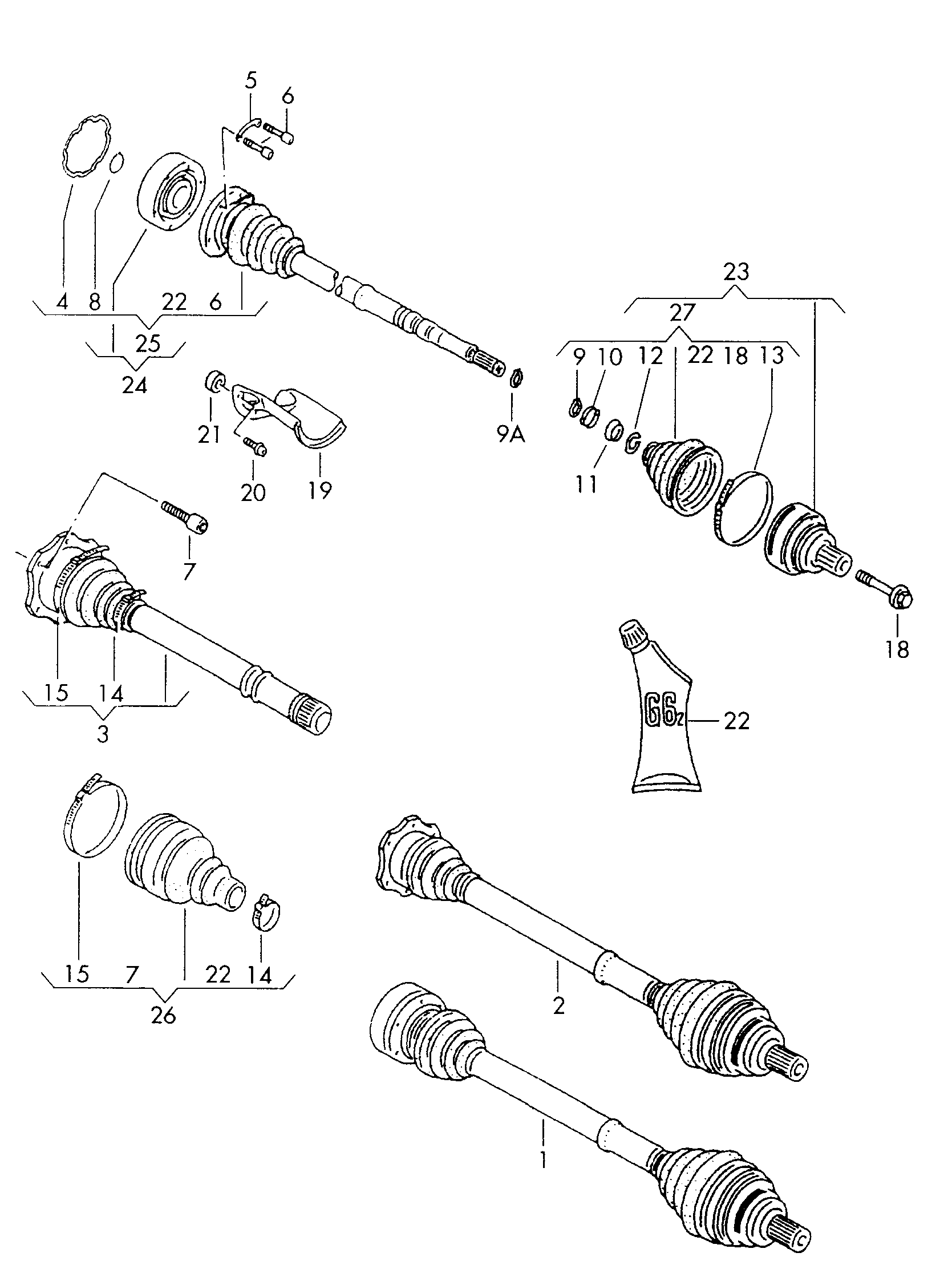 VAG 443 498 201 A - Paljekumi, vetoakseli inparts.fi