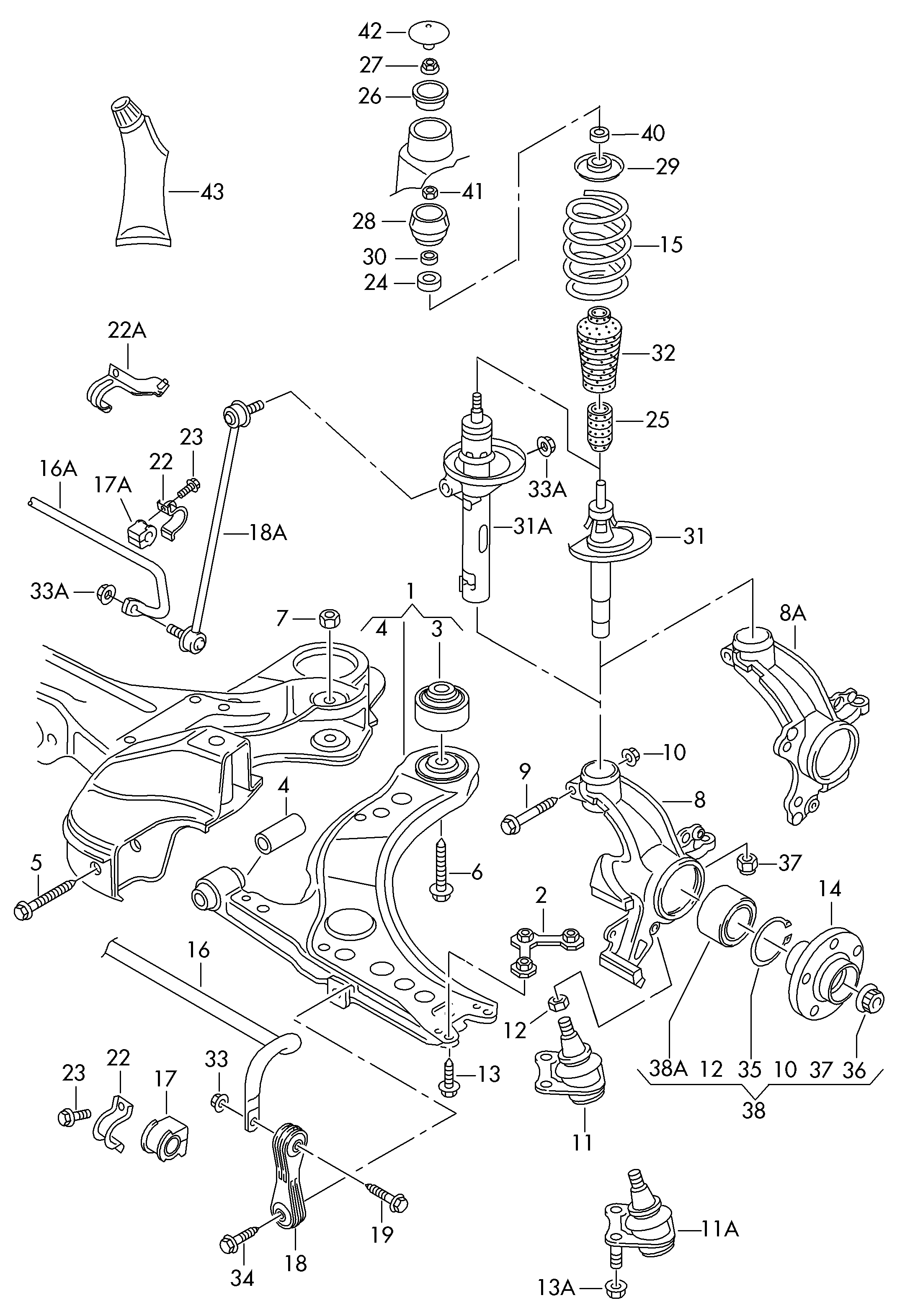 VW 1J0 411 315 D - Tanko, kallistuksenvaimennin inparts.fi