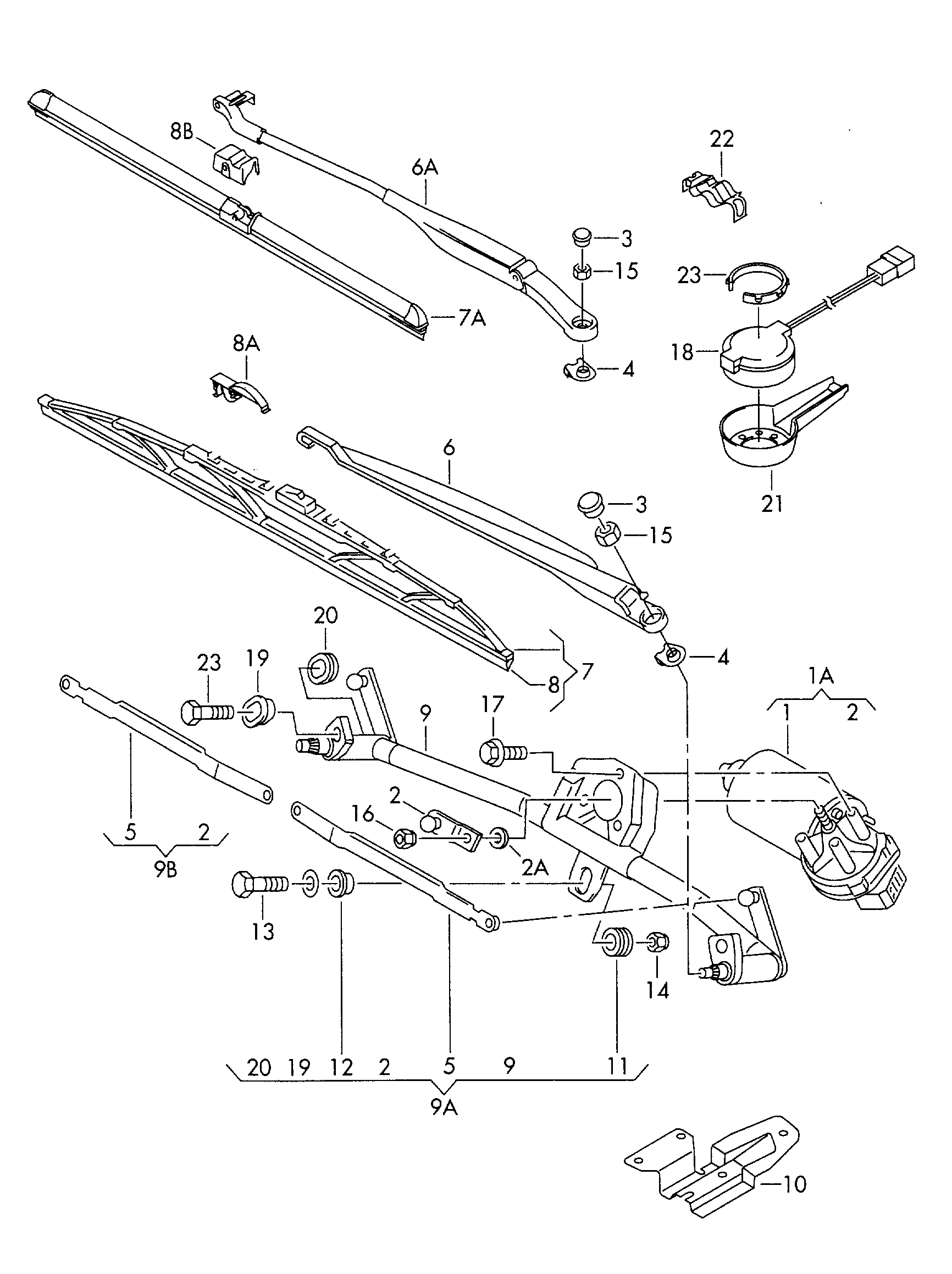 Seat 4B1955407D - Tuulilasinpyyhkimen varsi, lasinpesu inparts.fi