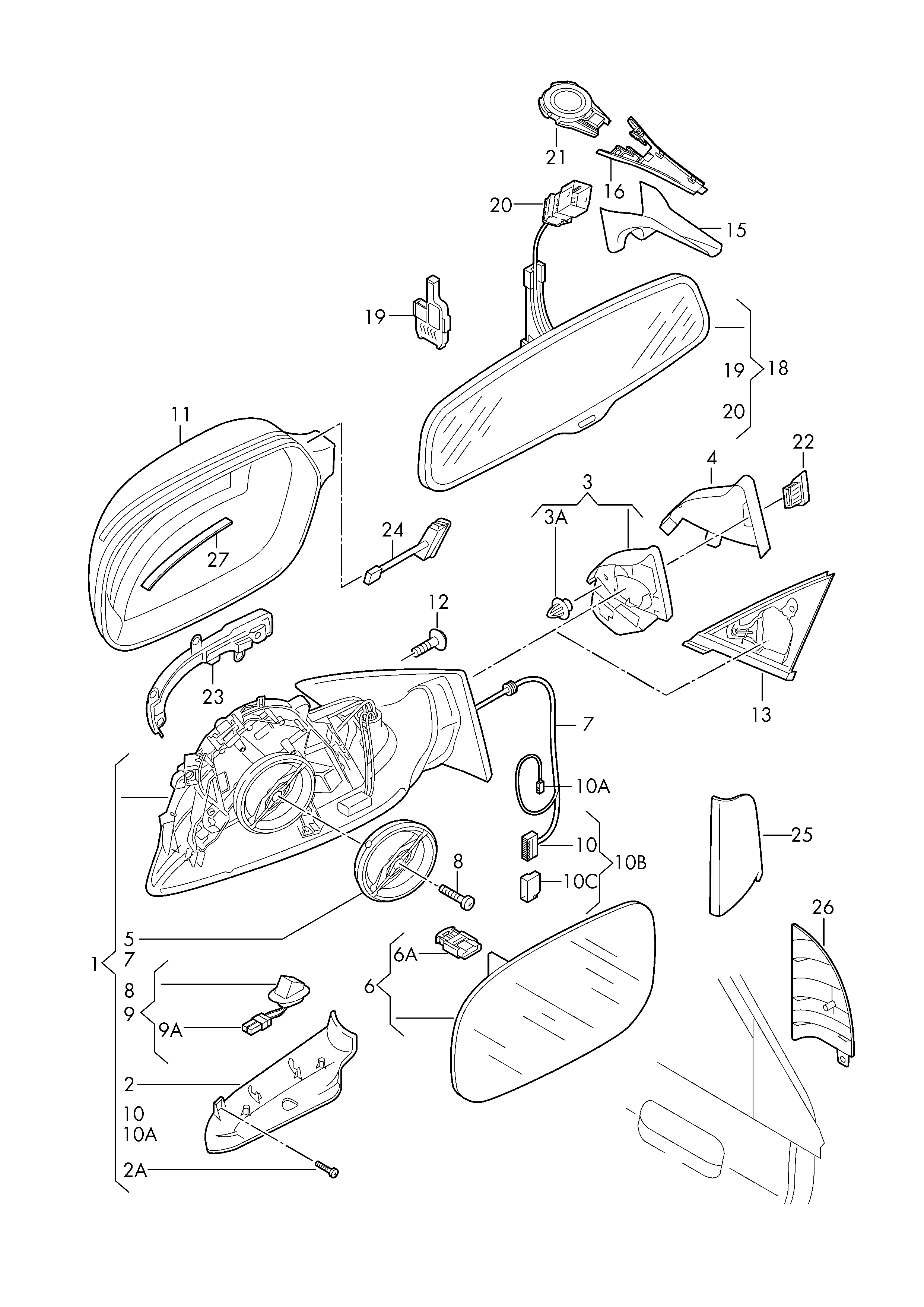 VAG 8K0857535F - Peililasi, ulkopeili inparts.fi