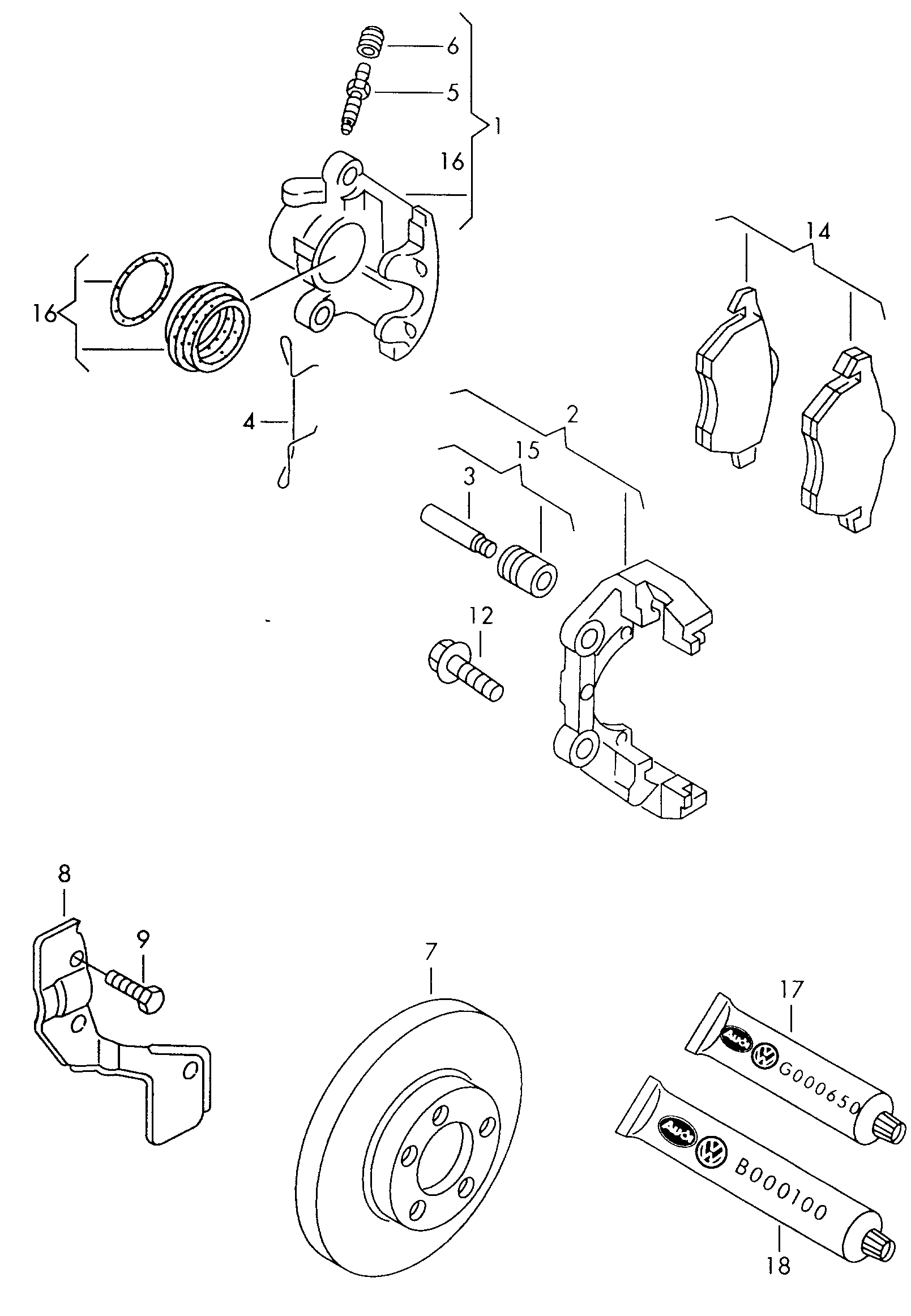 Skoda 8D0615123A - Korjaussarja, jarrusatula inparts.fi