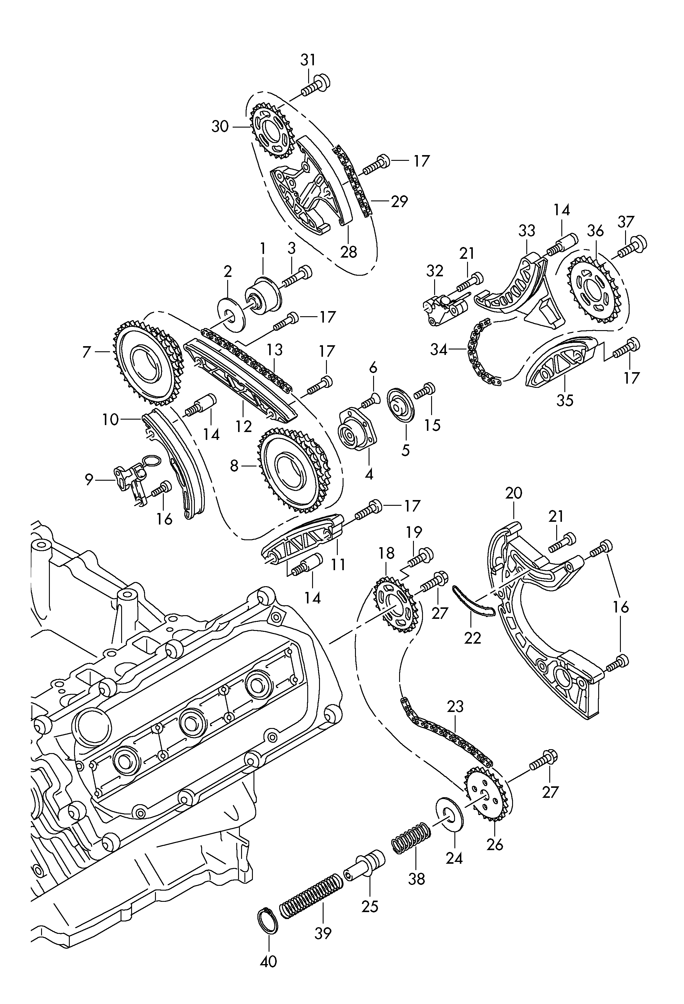 VW 057 109 510 A - Ohjauskisko, jakoketju inparts.fi