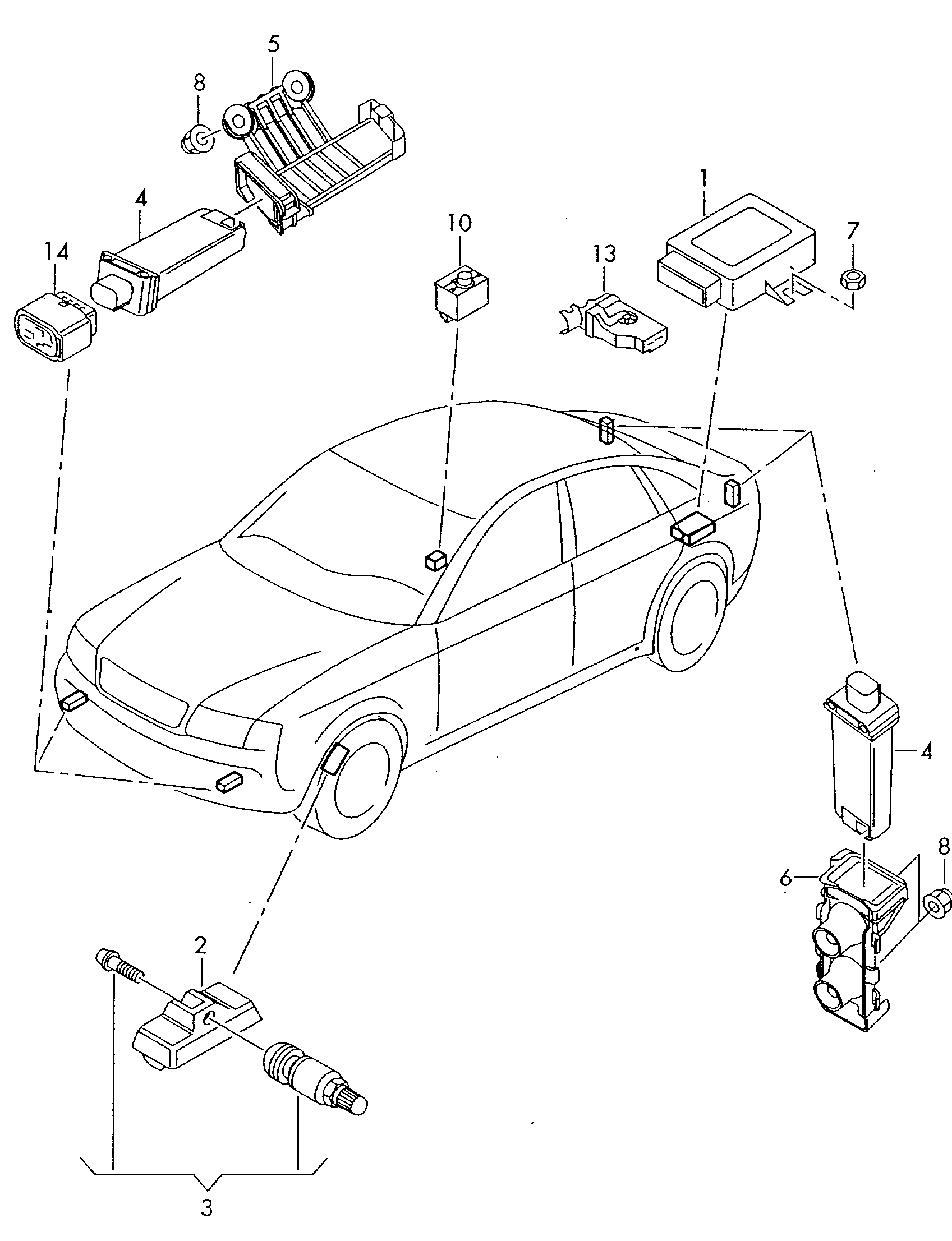 Seat 4D0907275E - Tyre pressure sensor inparts.fi