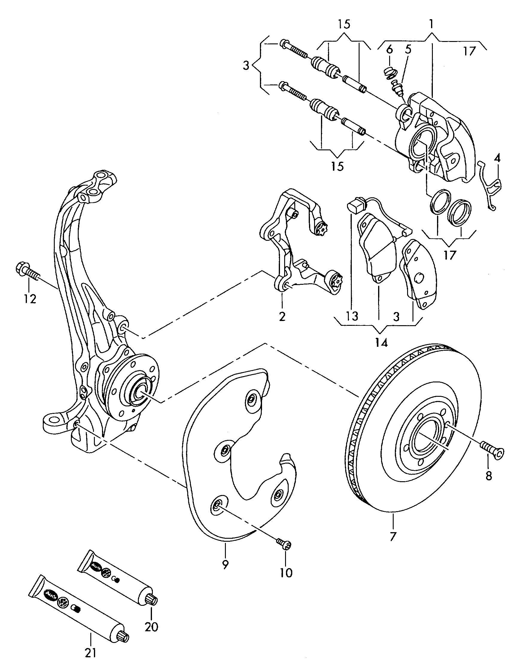 VW 8T0 907 637 - Kulumisenilmaisin, jarrupala inparts.fi