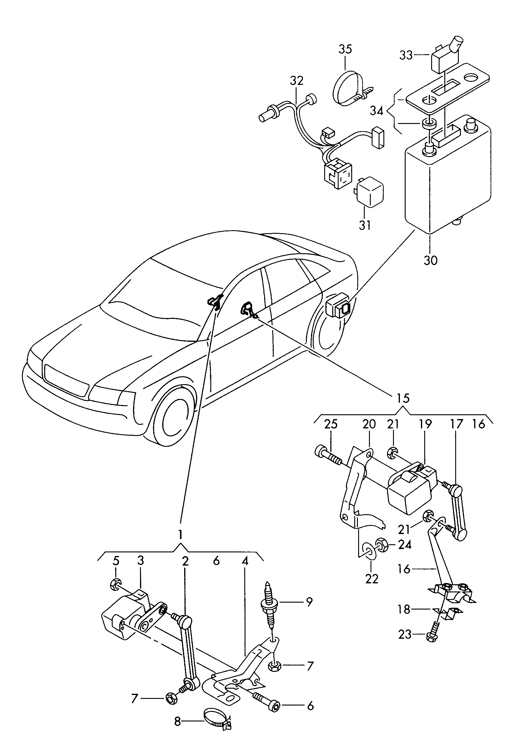 VW 4B0 907 503 A - Sensori, Xenonvalo (ajovalokorkeuden säätö) inparts.fi