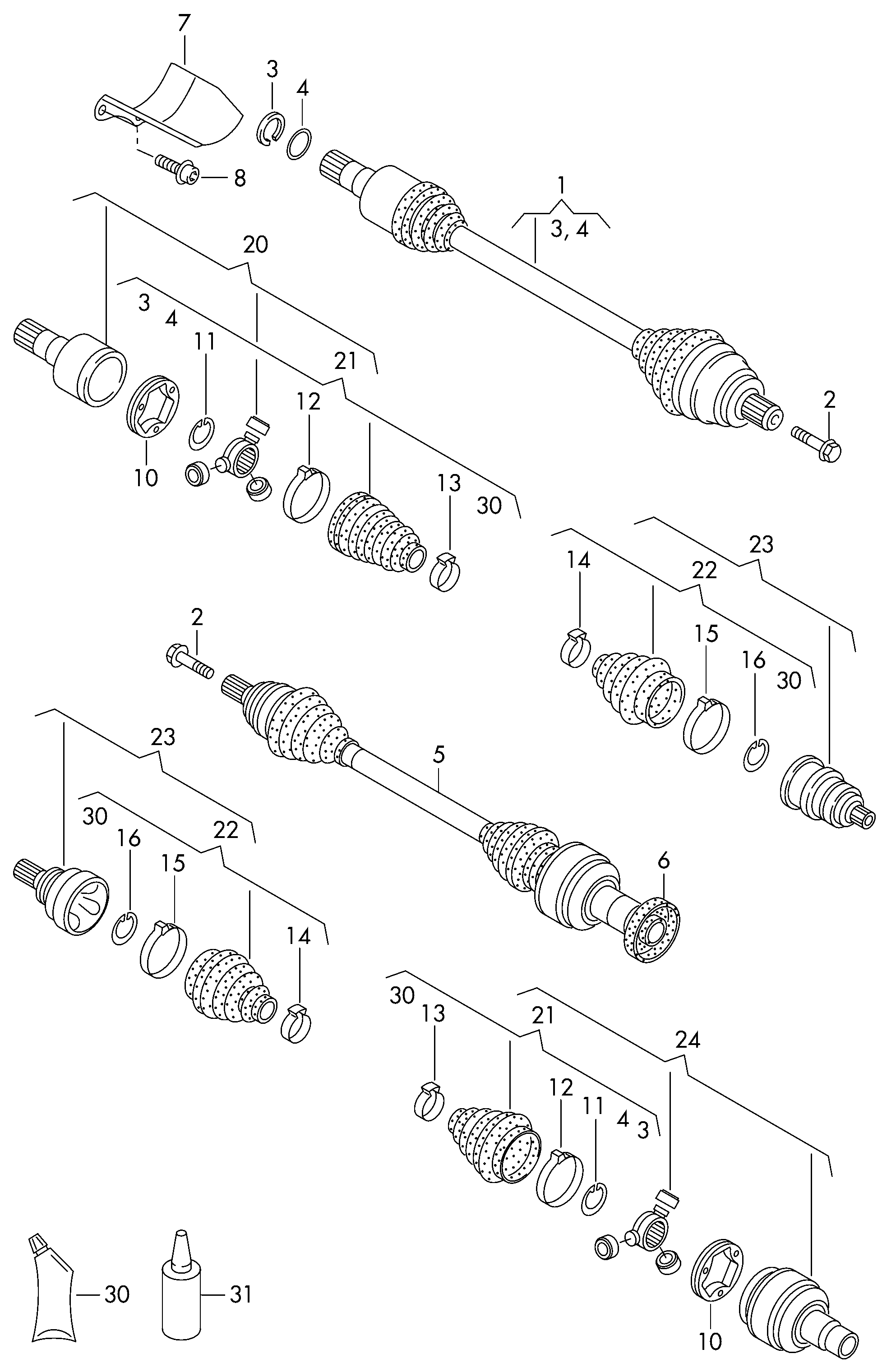 Seat 8V0498201 - joint protective boot with assembly items and grease inparts.fi