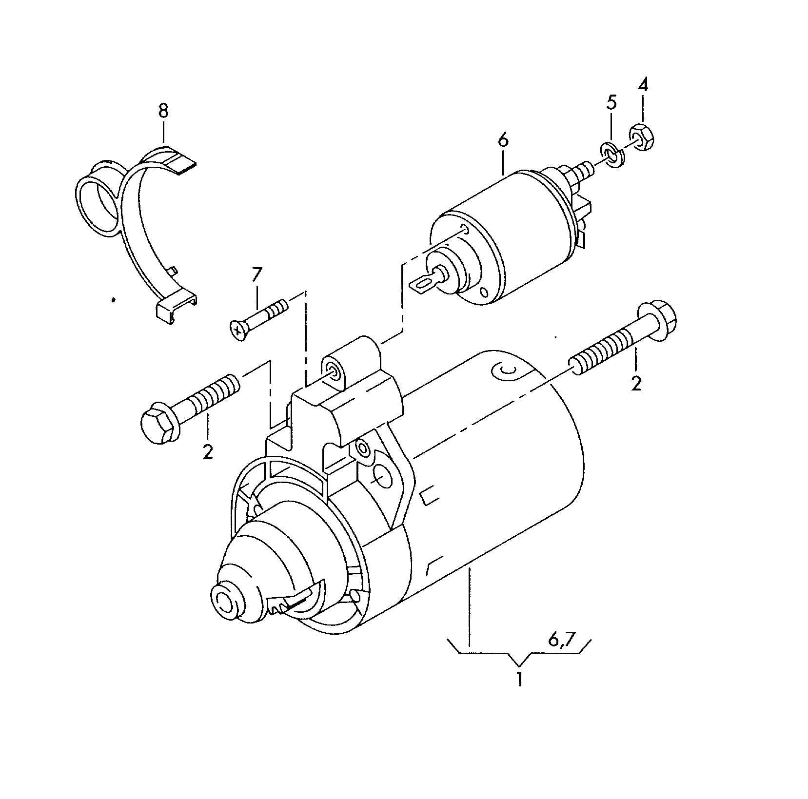 Skoda 02Z911287A - Magneettikytkin, käynnistin inparts.fi