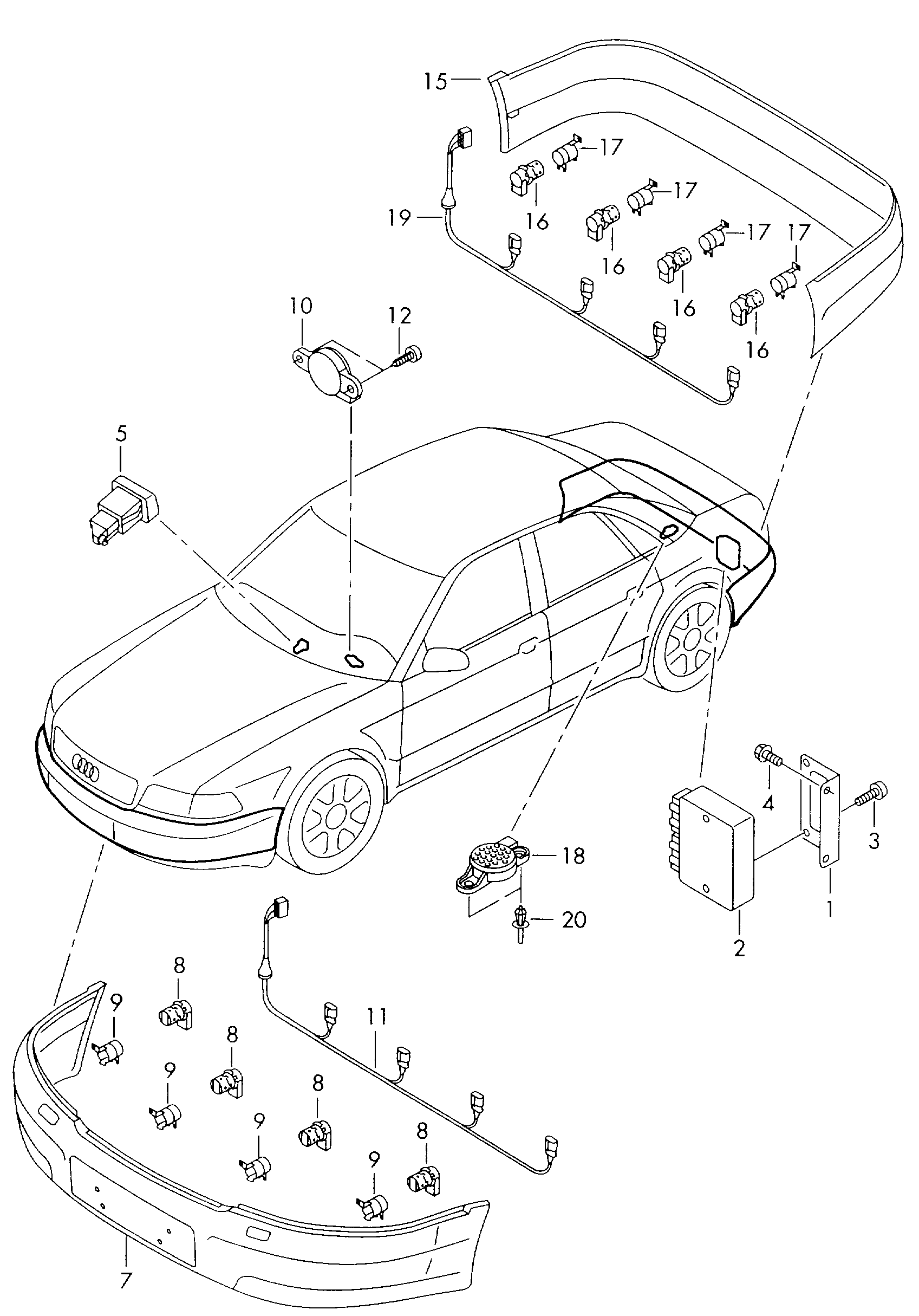 VW 4B0 919 275 A - Sensori, pysäköintitutka inparts.fi