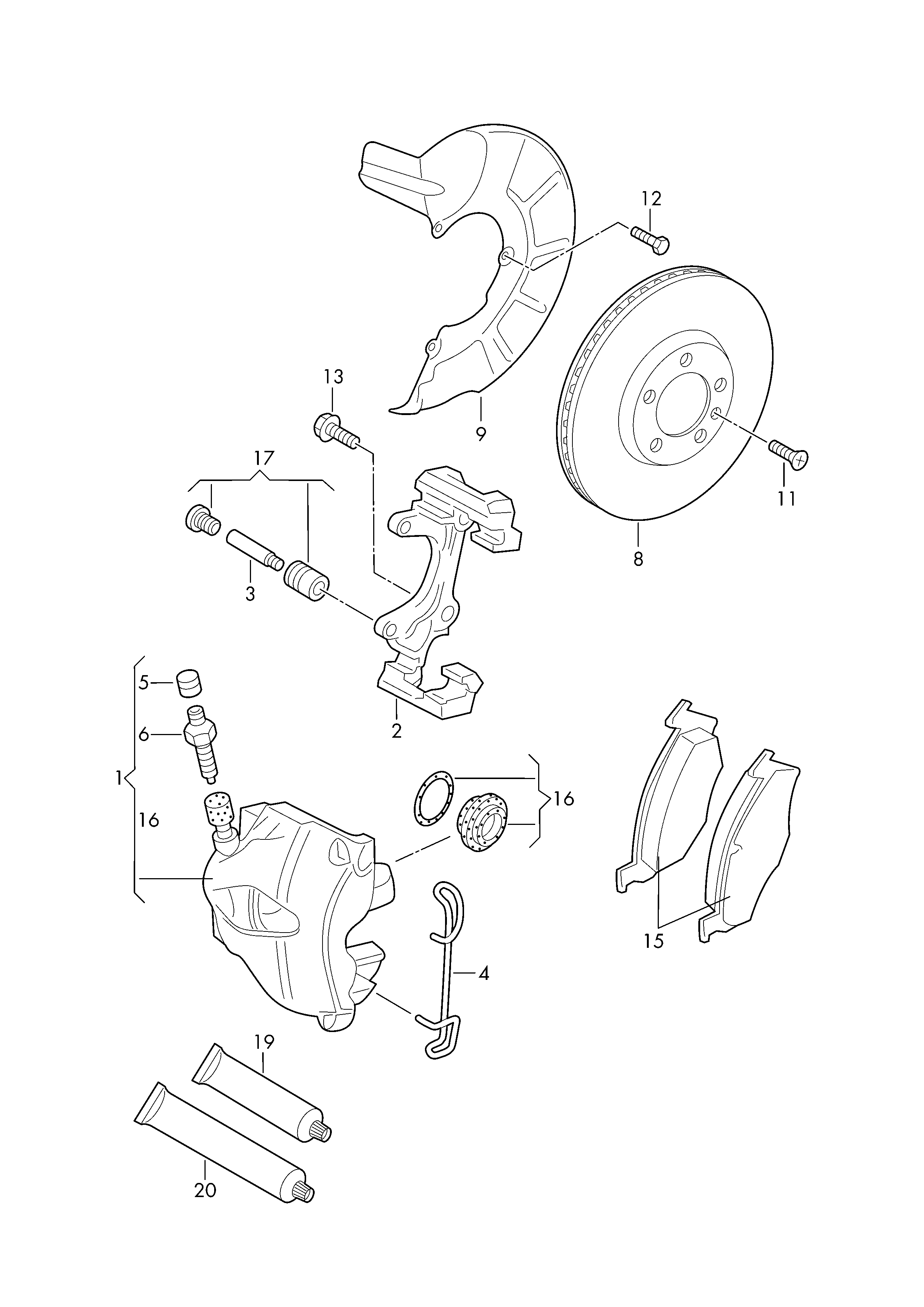 VAG 1K0 615 269 - Tarvikesarja, jarrupala inparts.fi