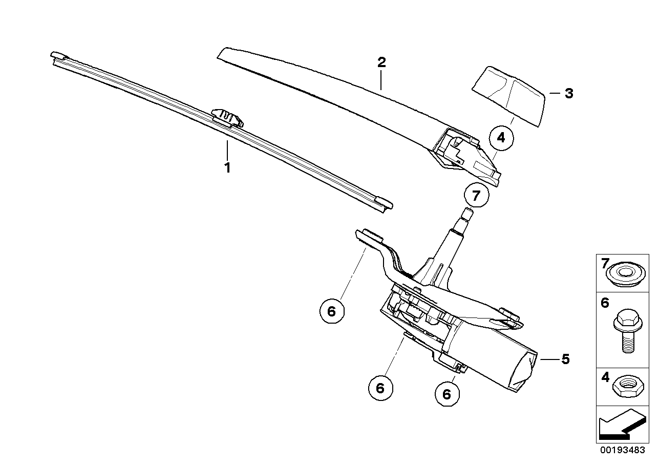 BMW 61627206357 - Tuulilasinpyyhkimen varsi, lasinpesu inparts.fi