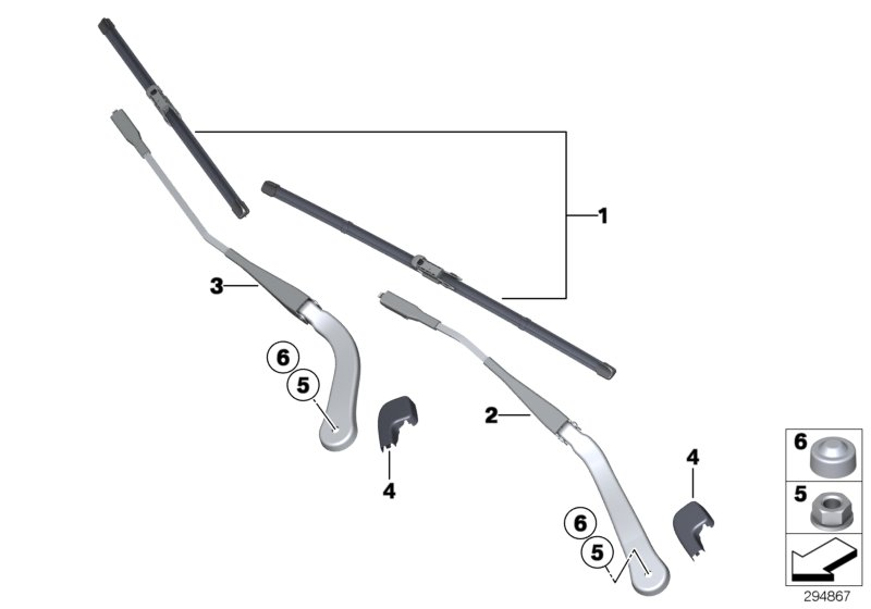 BMW 61 61 7 171 642 - Tuulilasinpyyhkimen varsi, lasinpesu inparts.fi