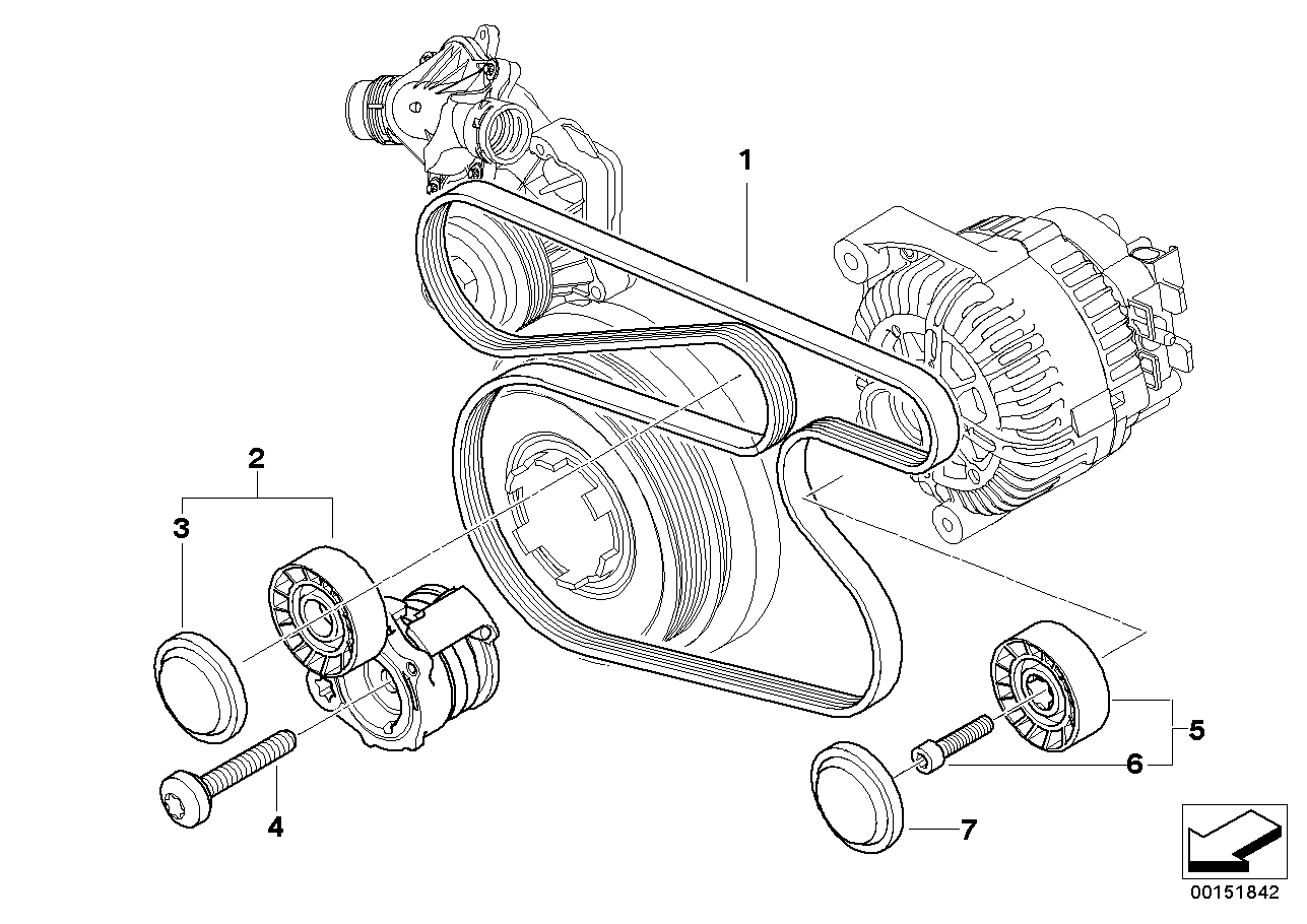 BMW 11 28 7 790 447 - Hihnankiristin, moniurahihna inparts.fi