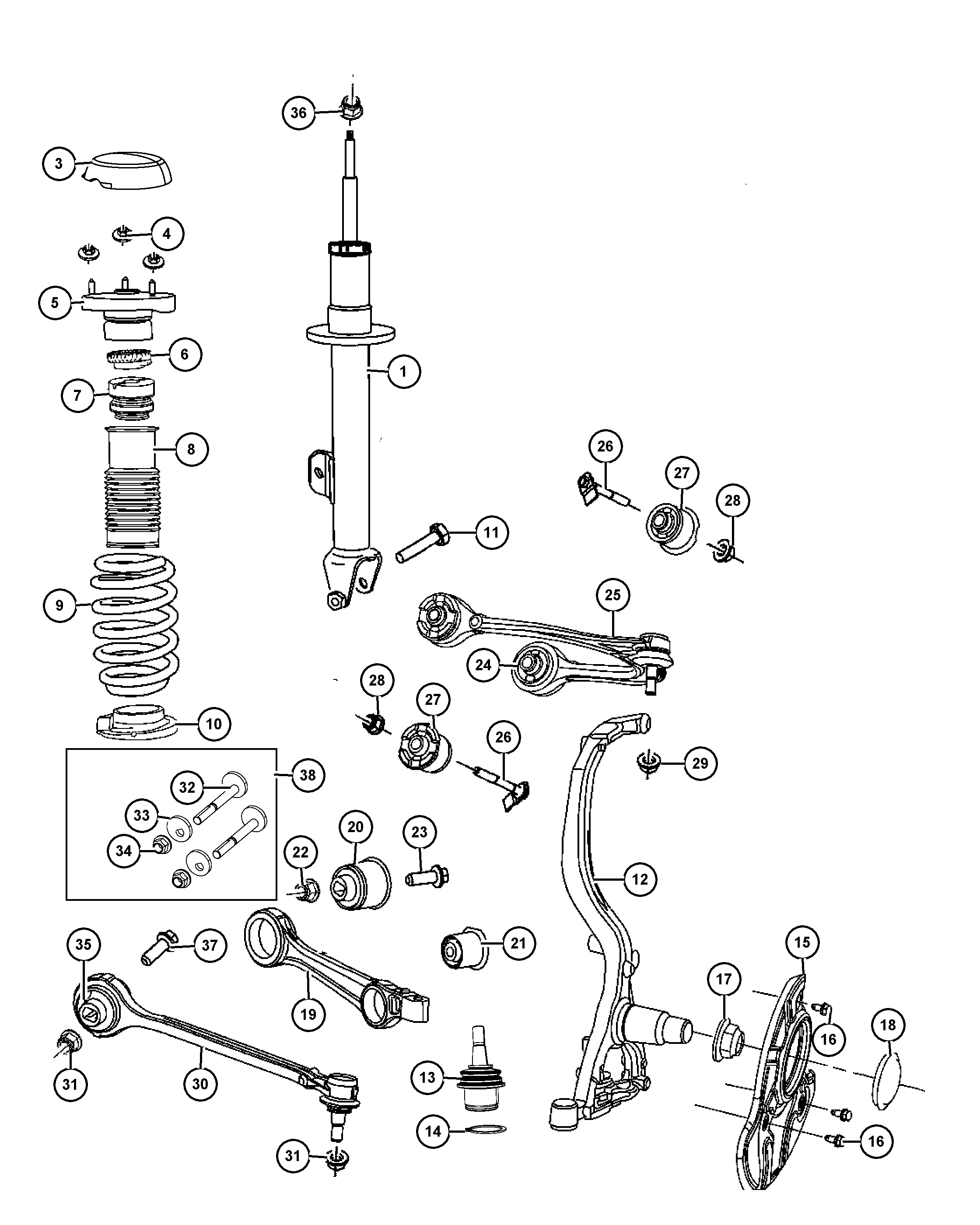 Chrysler 4670 508AF - Tukivarsi, pyöräntuenta inparts.fi