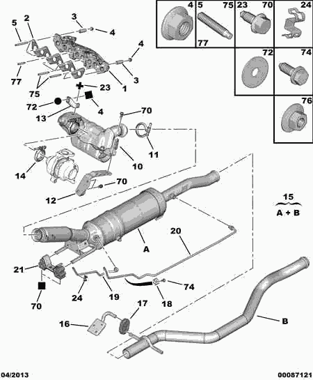 PEUGEOT 1713.74 - Putkenliitin, pakoputkisto inparts.fi