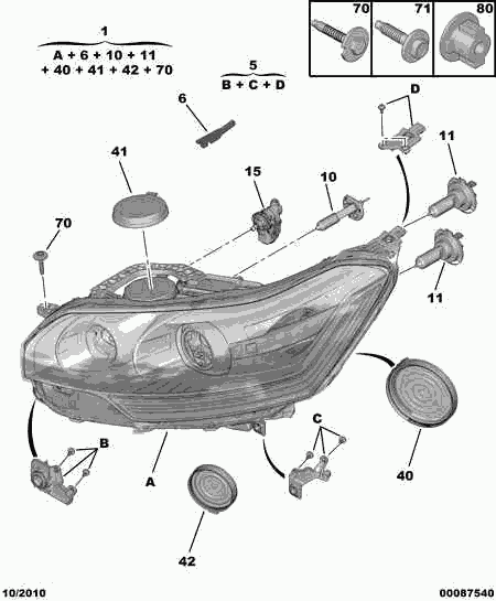 CITROËN 6224 S7 - Säätöelementti, ajovalojen korkeudensäätö inparts.fi