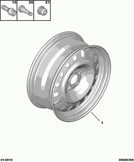 FIAT 16 087 344 80 - Pyöränruuvi inparts.fi