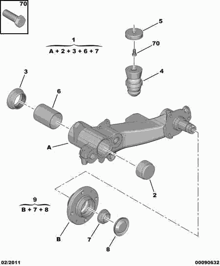 PEUGEOT 5132.73 - Korjaussarja, ohjausvipu inparts.fi