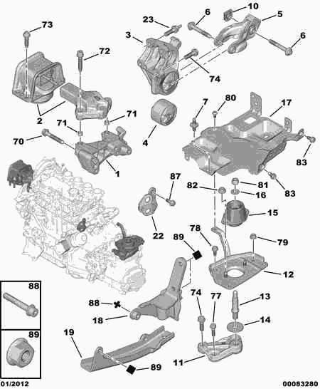 CITROËN 1809 44 - Moottorin tuki inparts.fi