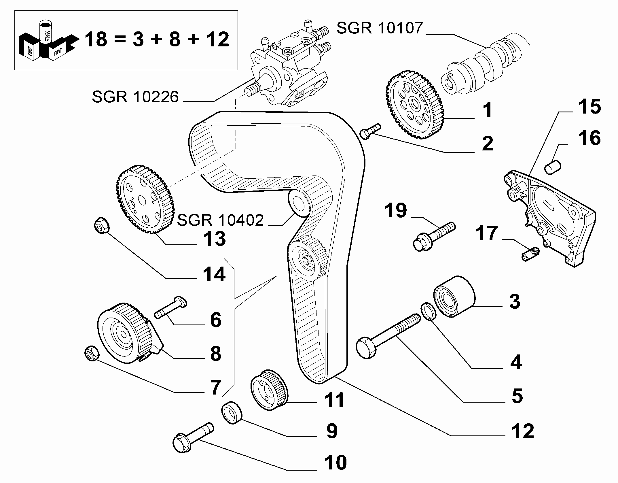 Chrysler 55238027 - Kiristysrulla, hammashihnat inparts.fi