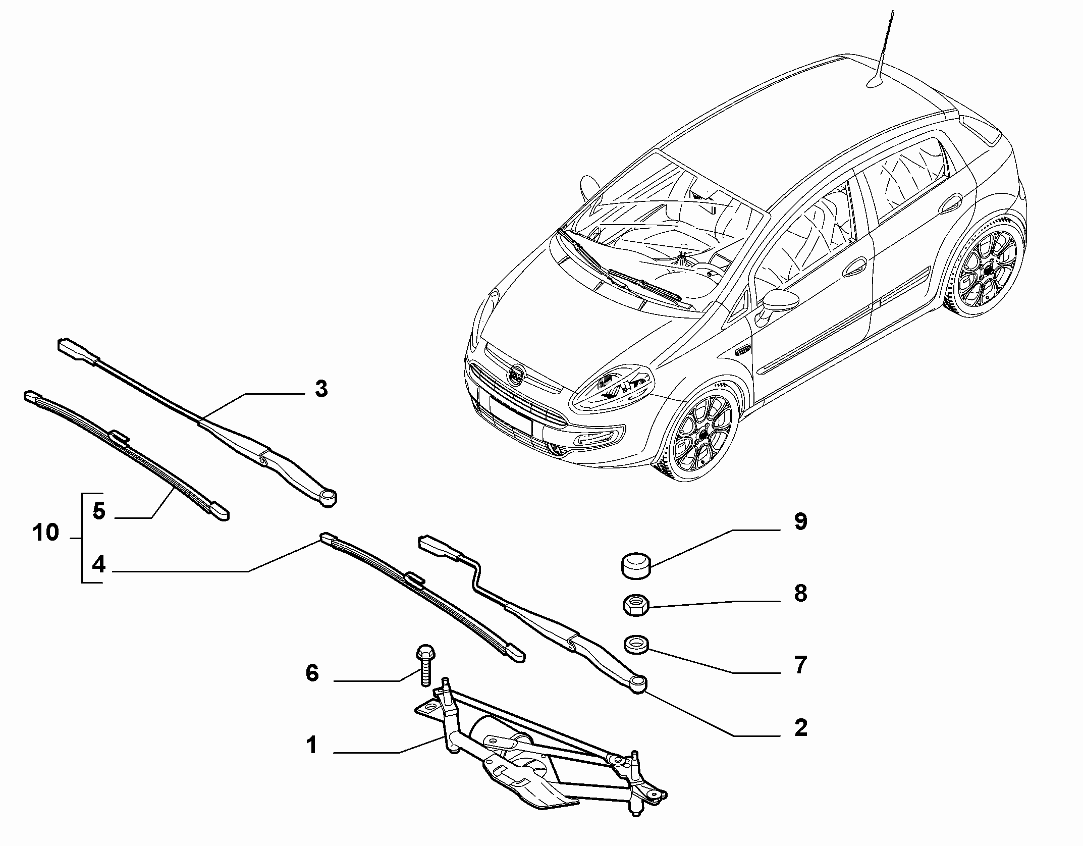 FIAT 5170 1422 - Tuulilasinpyyhkimen varsi, lasinpesu inparts.fi