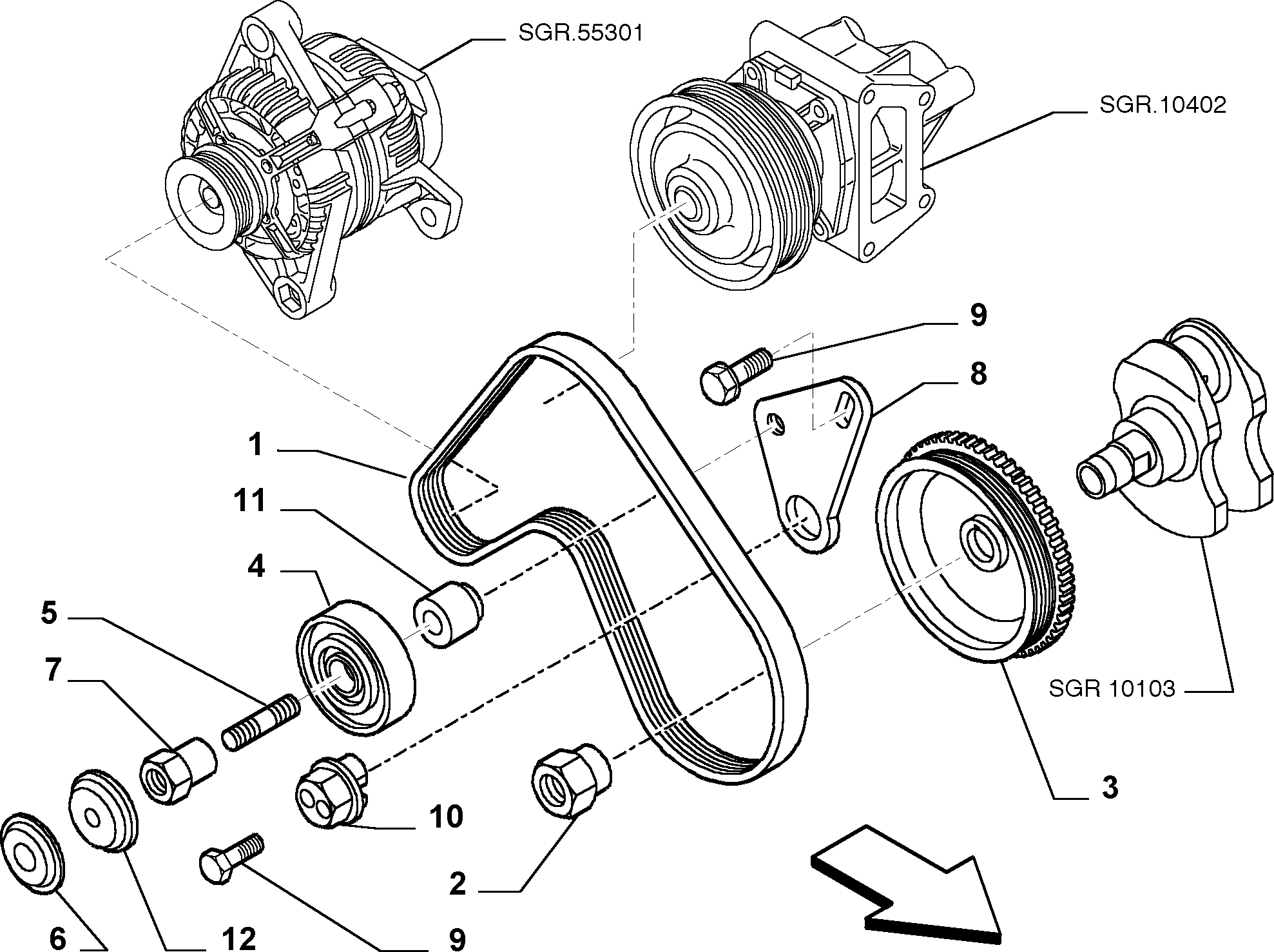 Chrysler 46537101 - Hihnankiristin, moniurahihna inparts.fi