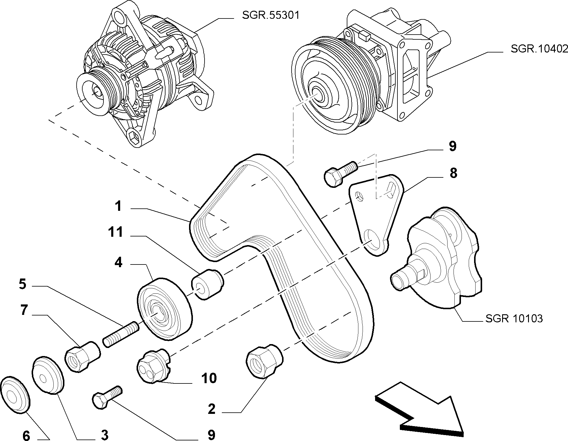 FIAT 46537639 - Ohjainrulla, moniurahihna inparts.fi