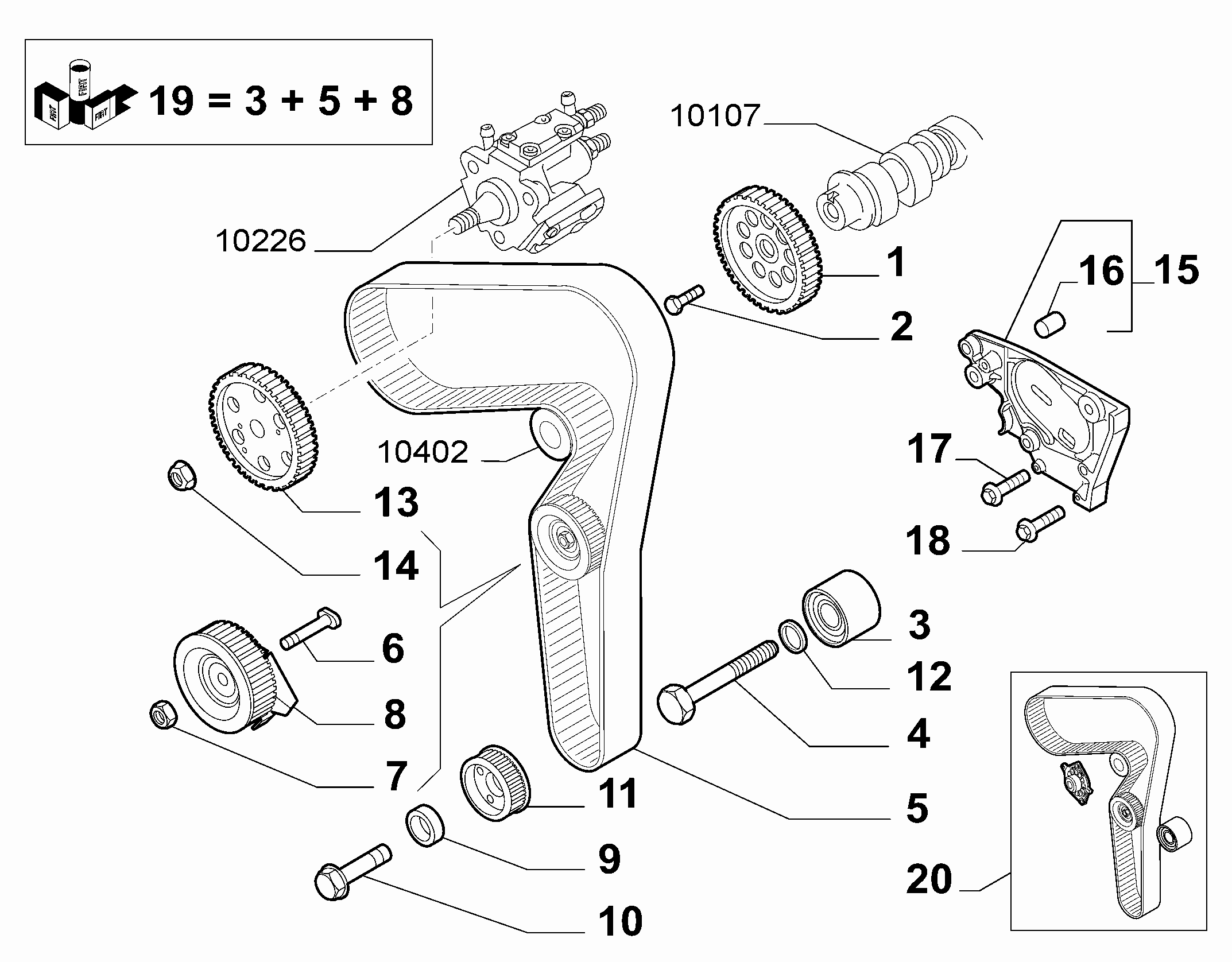 FIAT 55190553 - Vesipumppu + jakohihnasarja inparts.fi