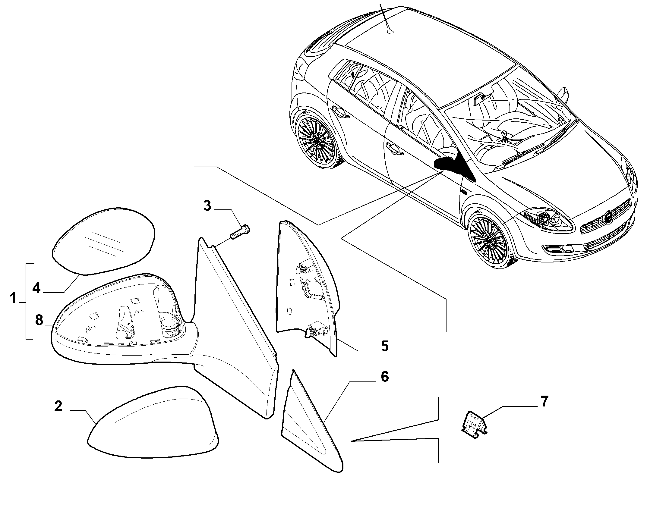 FIAT 51867670 - Peililasi, ulkopeili inparts.fi