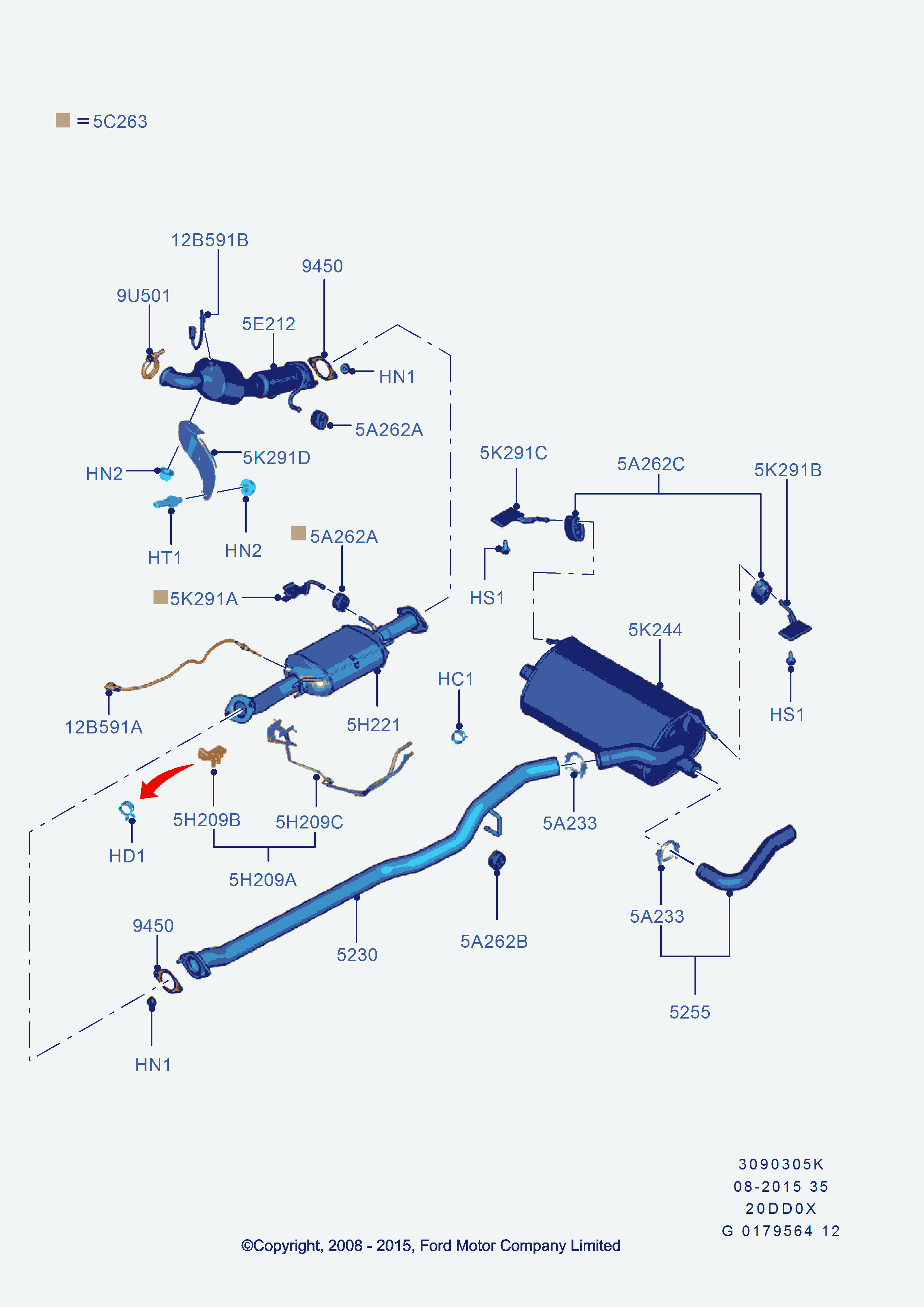 FORD 1381181 - Tunnistin, pakokaasulämpötila inparts.fi