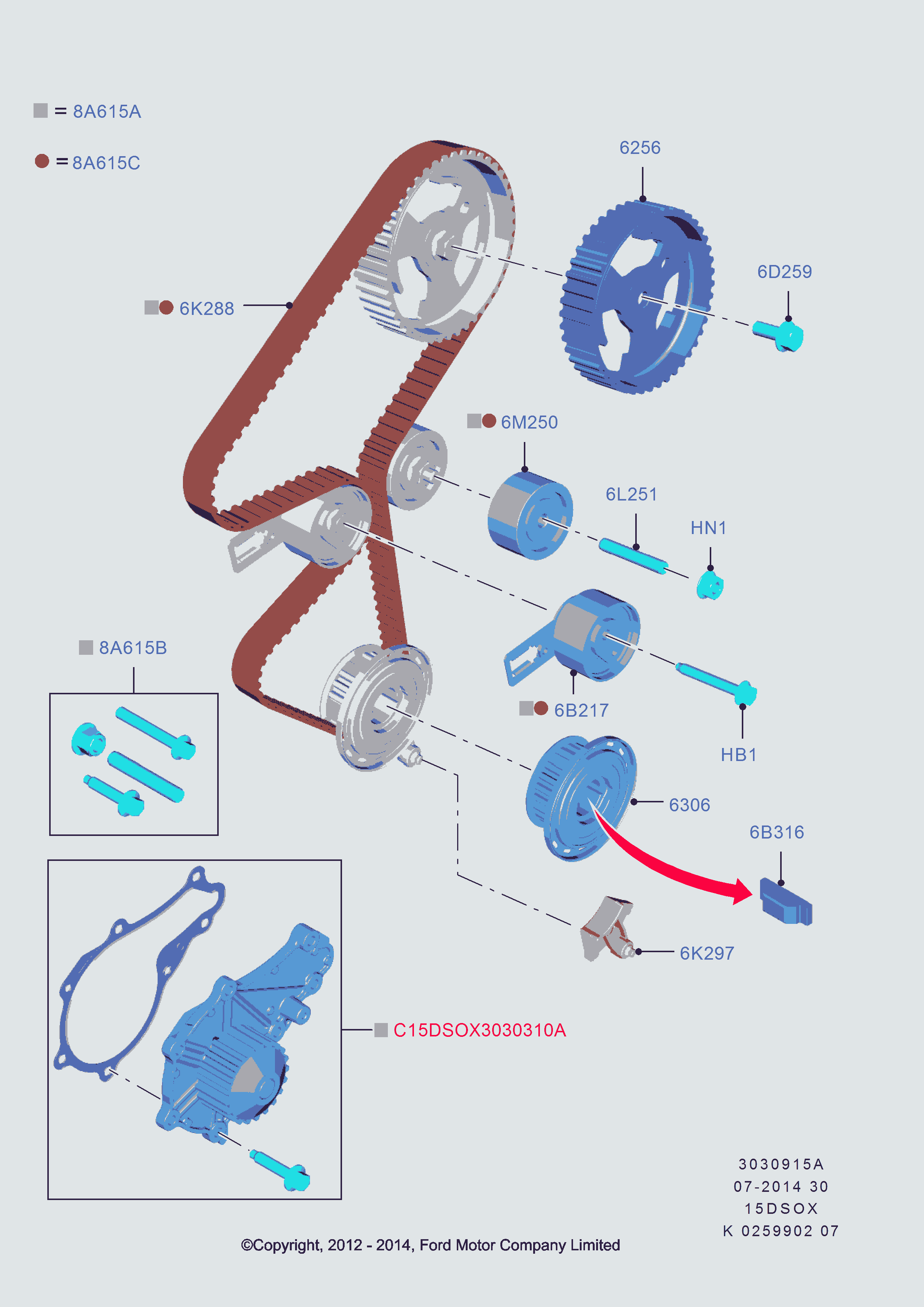 FORD 1855729 - Vesipumppu + jakohihnasarja inparts.fi