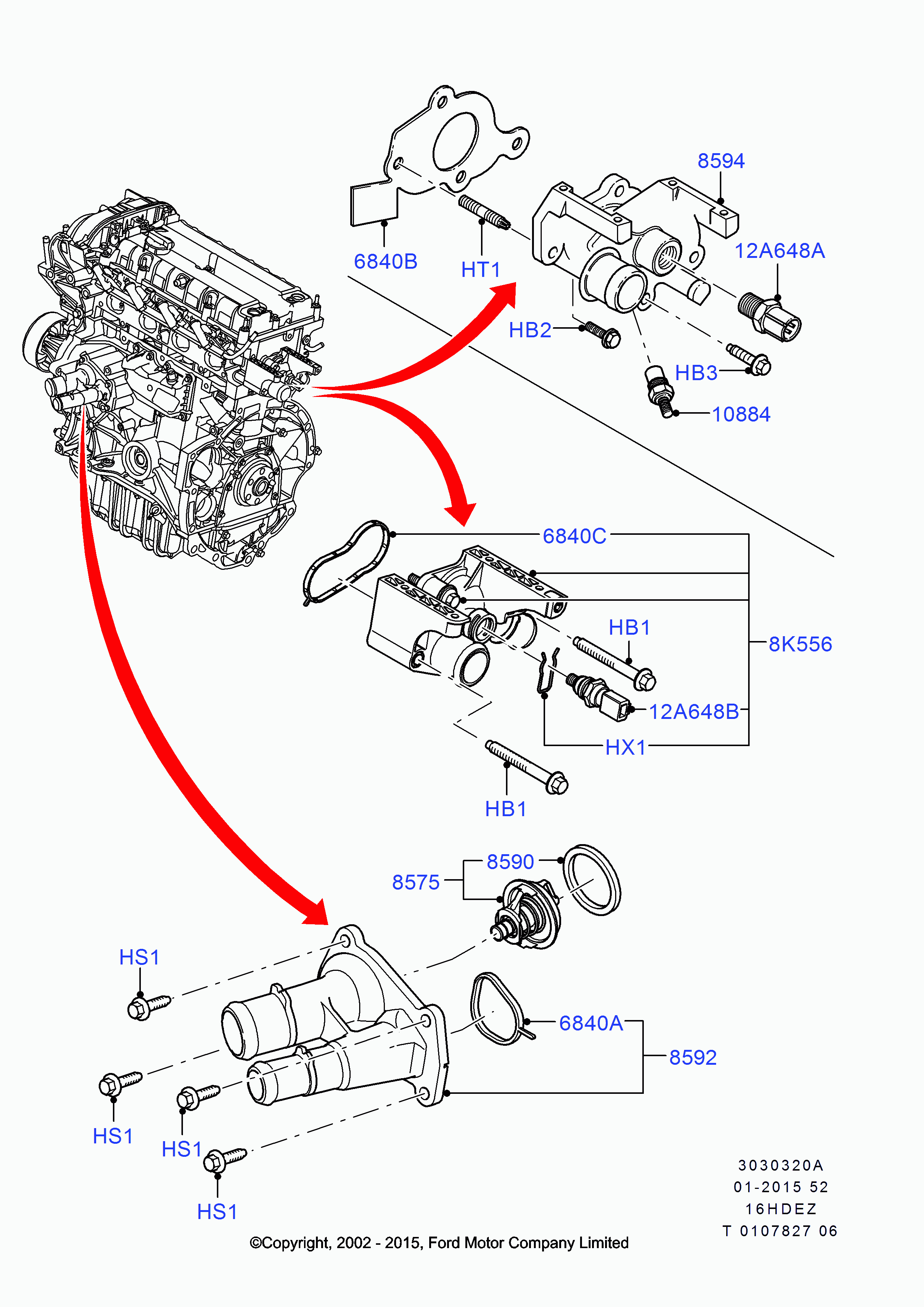 FORD 1 306 001 - Termostaatti, jäähdytysneste inparts.fi