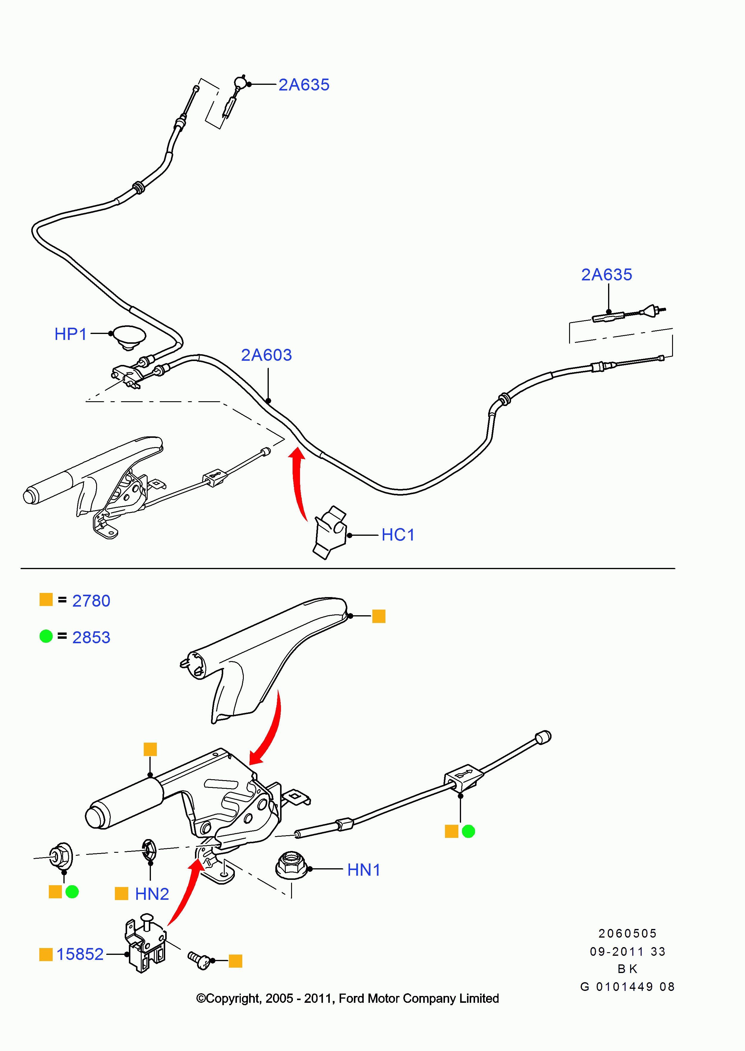 FORD 1335046 - Vaijeri, seisontajarru inparts.fi