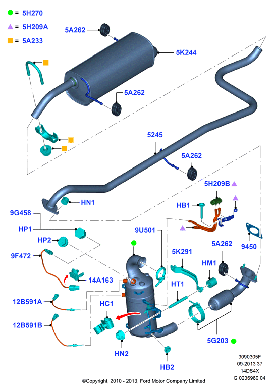 FORD 1543768 - Tunnistin, pakokaasulämpötila inparts.fi