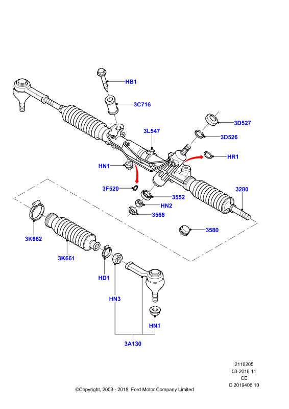 FORD 1044014 - Raidetangon pää, suora inparts.fi