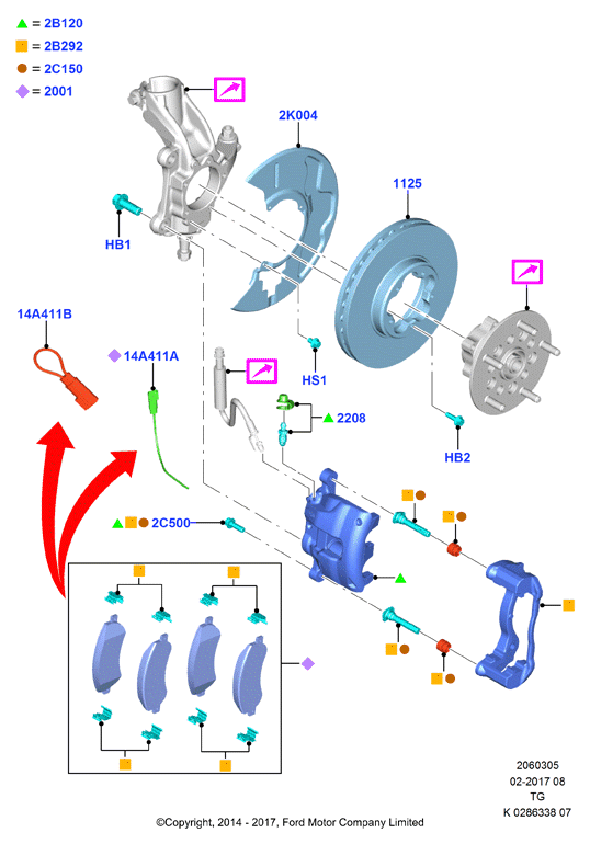 FORD 1433957 - Ohjainhylsysarja, jarrusatula inparts.fi