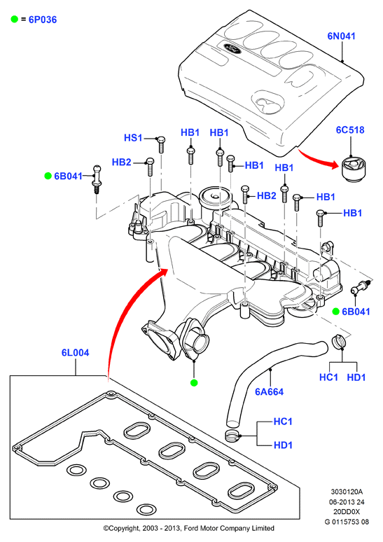 FORD 1 365 586 - Tiivistesarja, vent. koppa inparts.fi