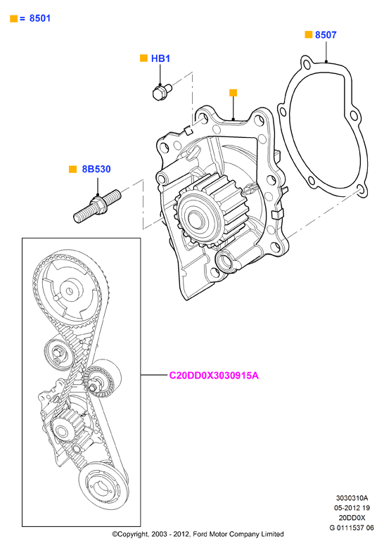 FORD 1870053 - Vesipumppu + jakohihnasarja inparts.fi