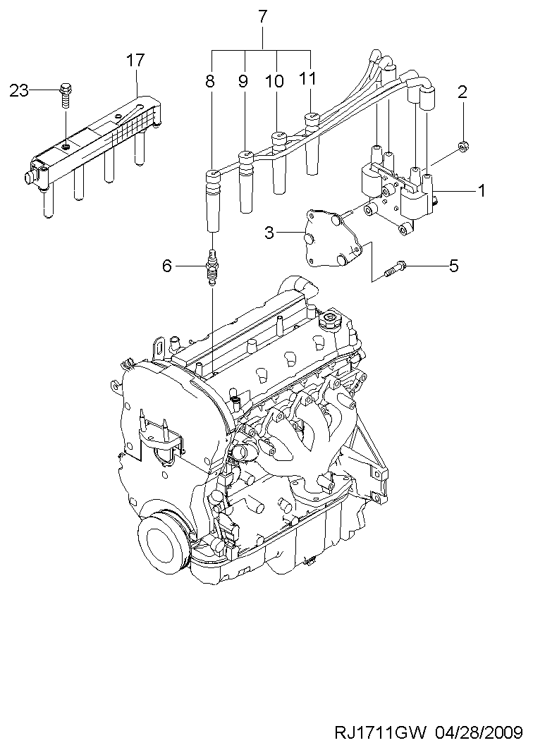 DAEWOO 96450249 - Sytytysjohtosarja inparts.fi