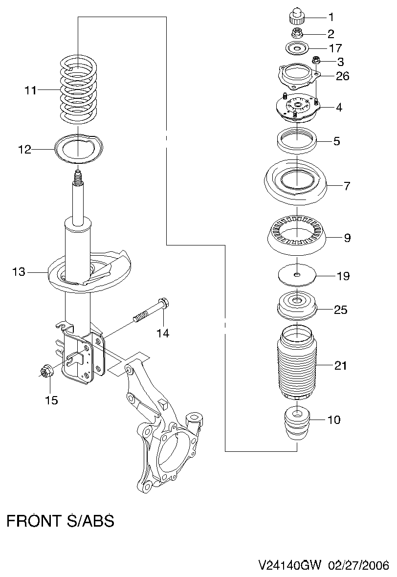 DAEWOO 96945329 - Jousijalan tukilaakeri inparts.fi