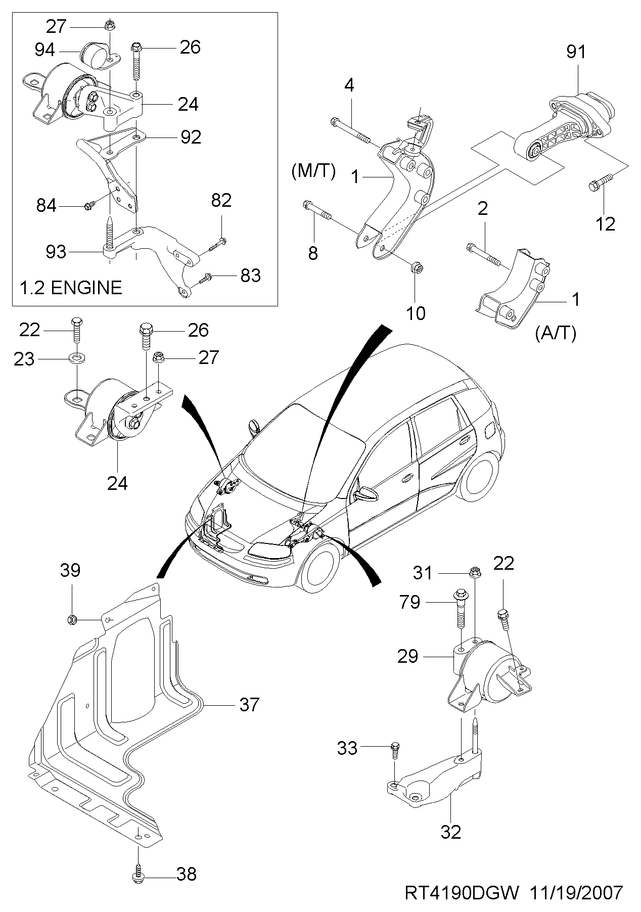 DAEWOO 96535495 - Moottorin tuki inparts.fi