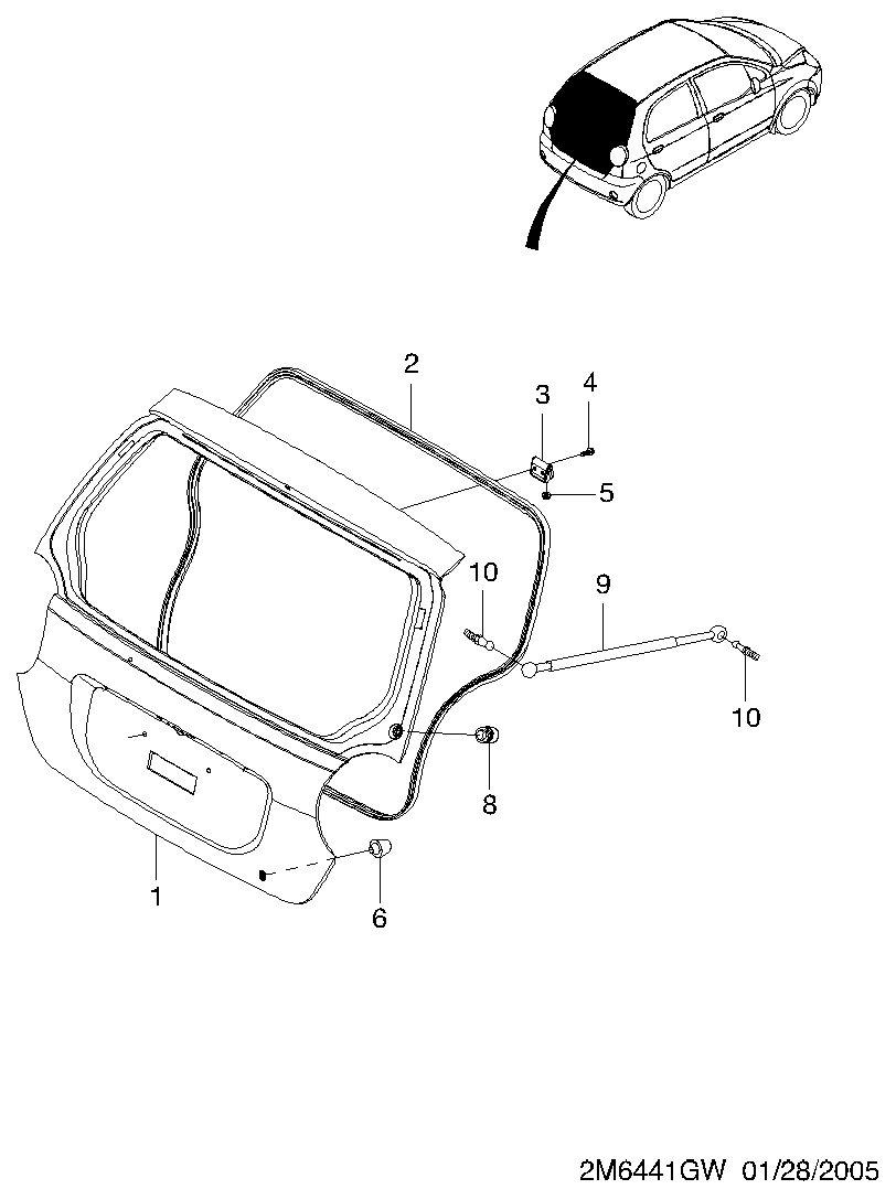 DAEWOO 96601844 - Kaasujousi, tavaratila inparts.fi