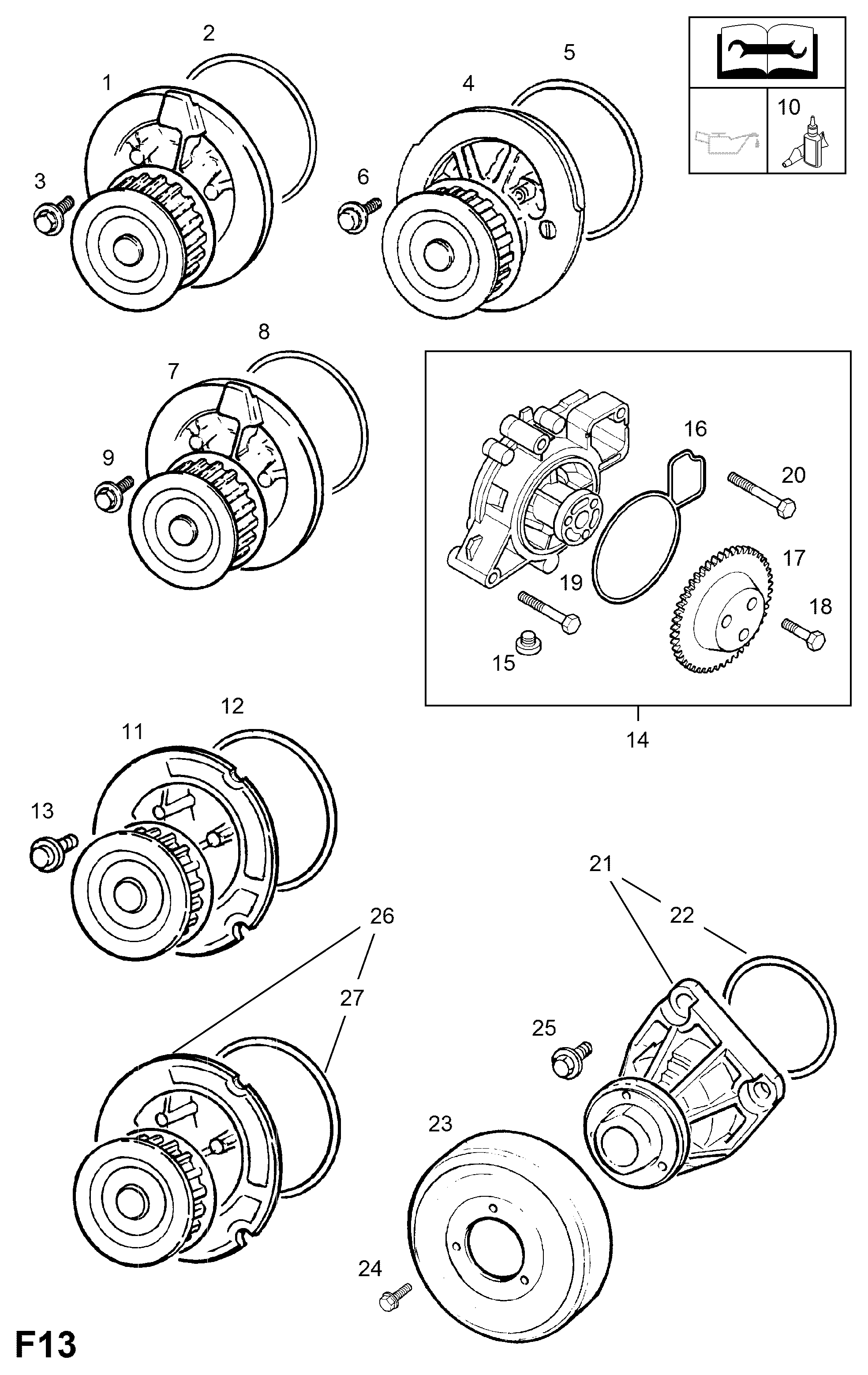 Vauxhall 1334137 - Vesipumppu inparts.fi