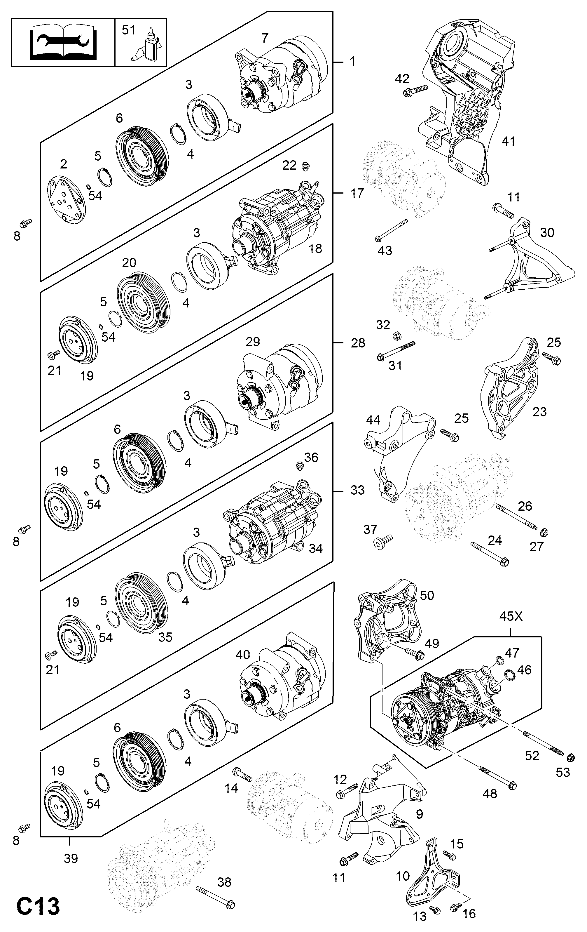 Opel 48 03 454 - Kompressori, ilmastointilaite inparts.fi