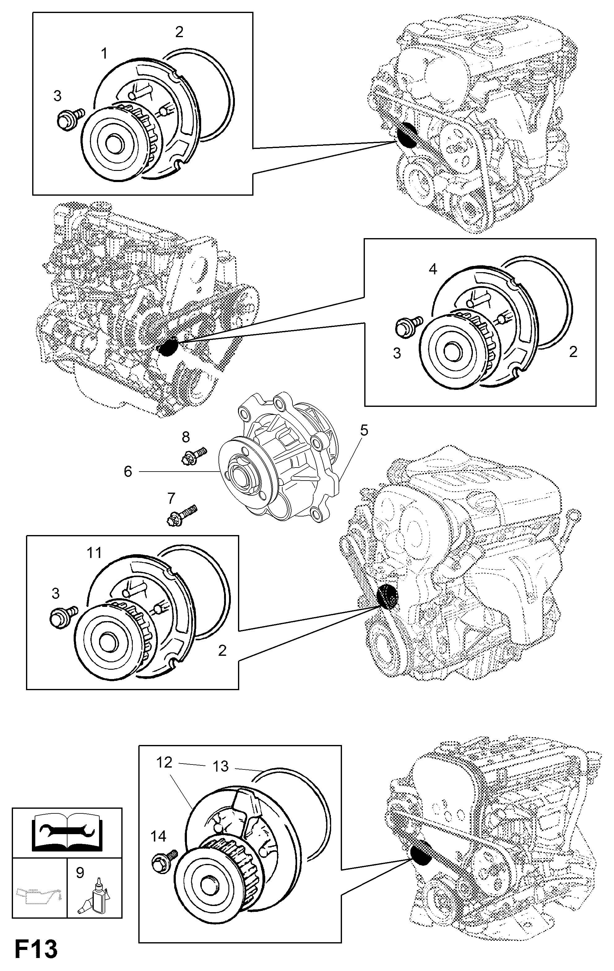 Opel 1334 727 - Tiiviste, vesipumppu inparts.fi