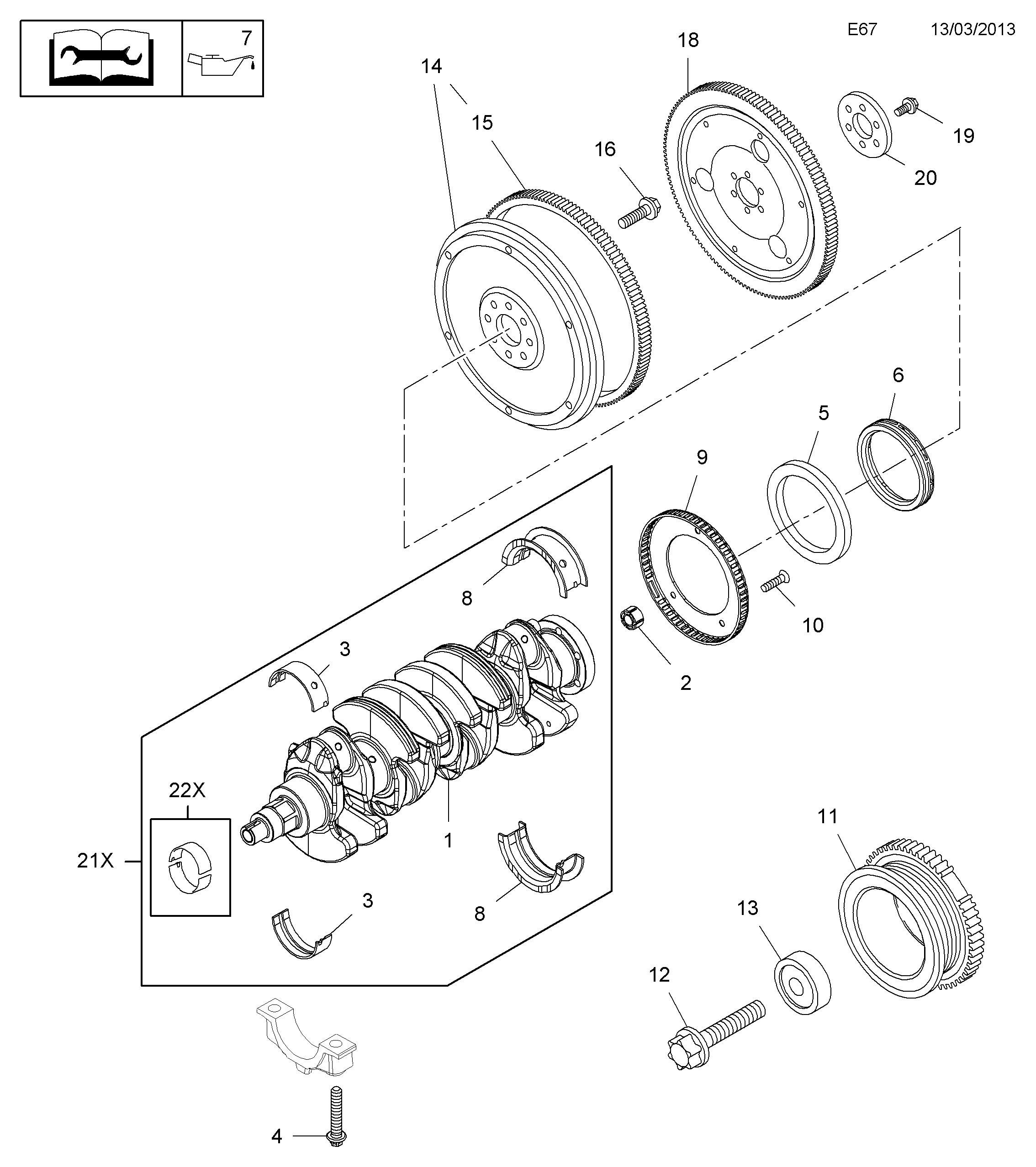 Vauxhall 6 18 717 - GUIDE, CRANKSHAFT BEARING, UPPER AND LOWER, STD. (NLS.- USE 9318 inparts.fi