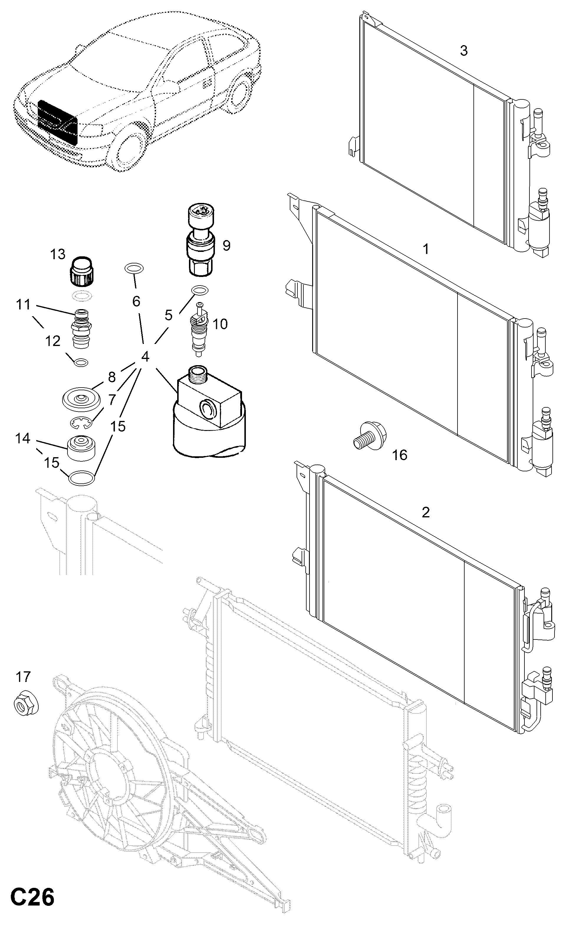 Opel 18 50 112 - Lauhdutin, ilmastointilaite inparts.fi